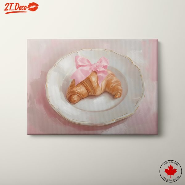 Croissant with Pink Ribbon on Plate