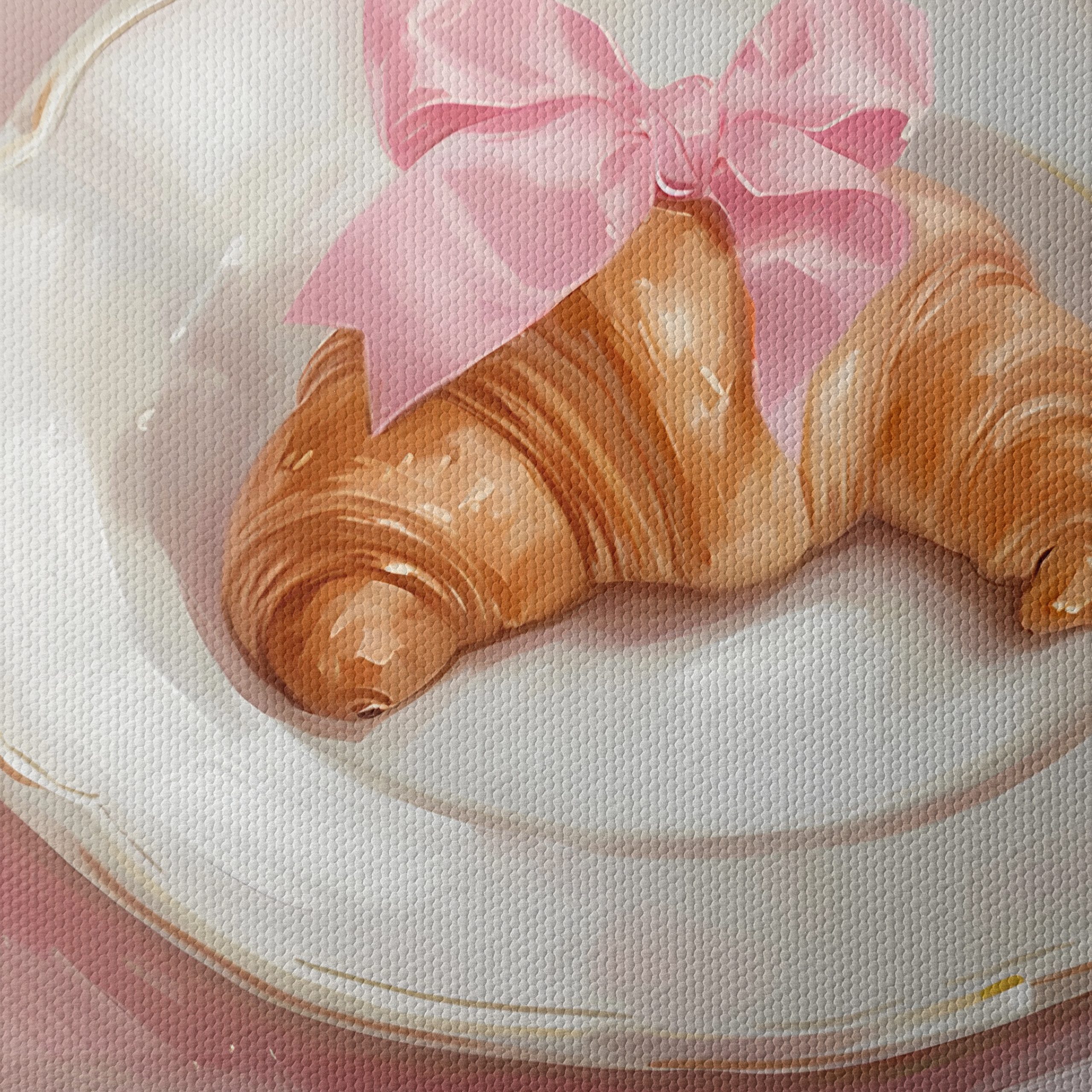 Croissant with Pink Ribbon on Plate - Image 4