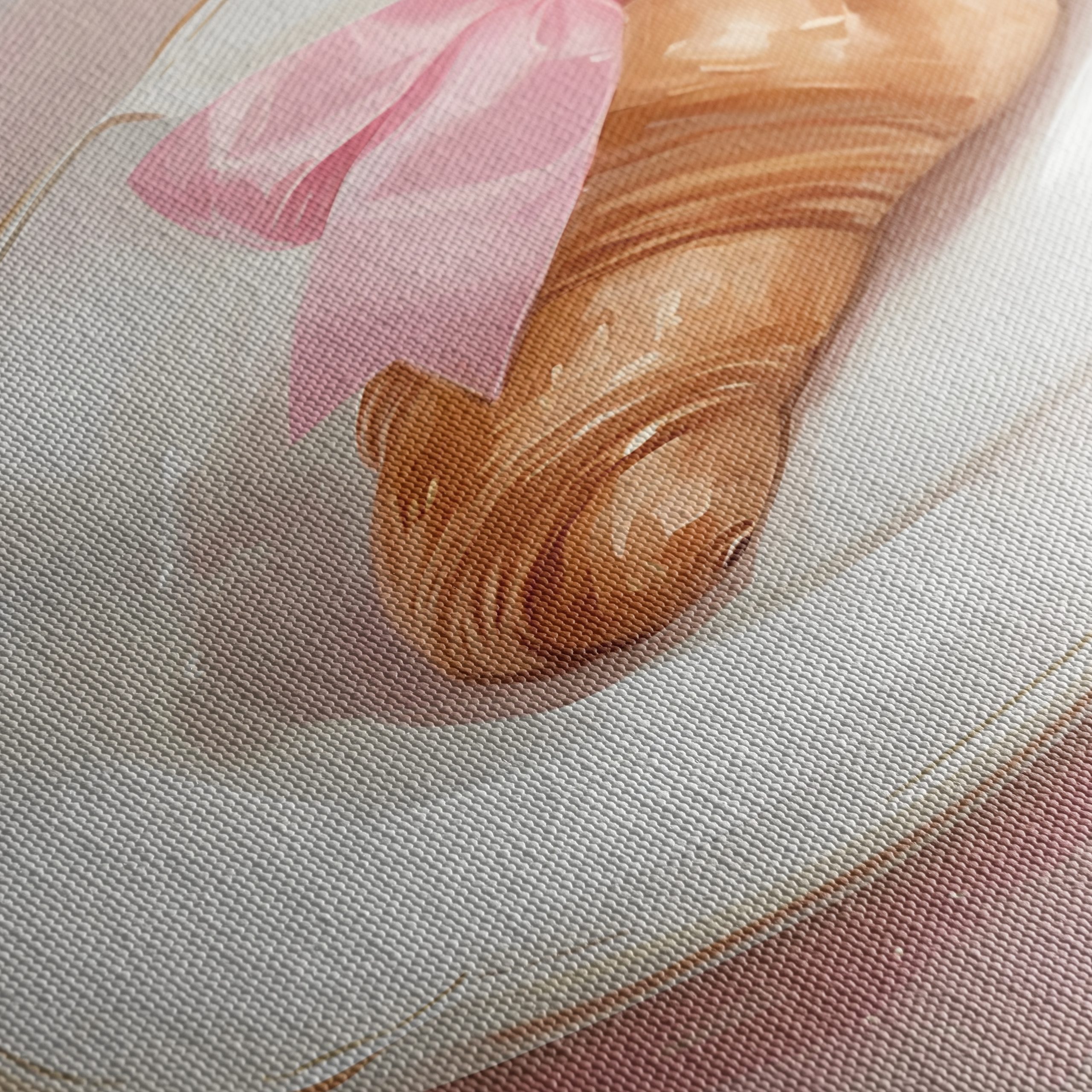 Croissant with Pink Ribbon on Plate - Image 5