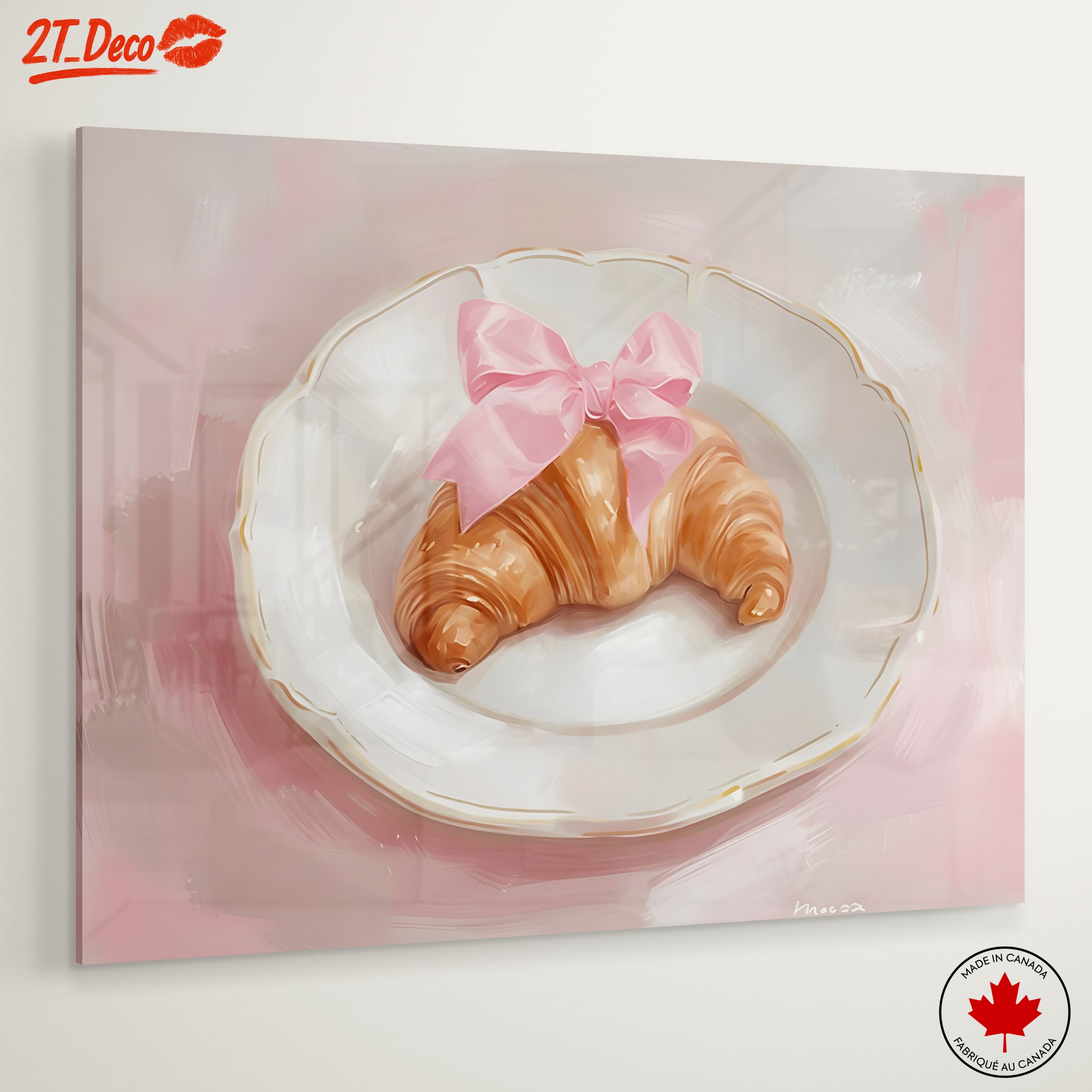 Croissant with Pink Ribbon on Plate - Image 6