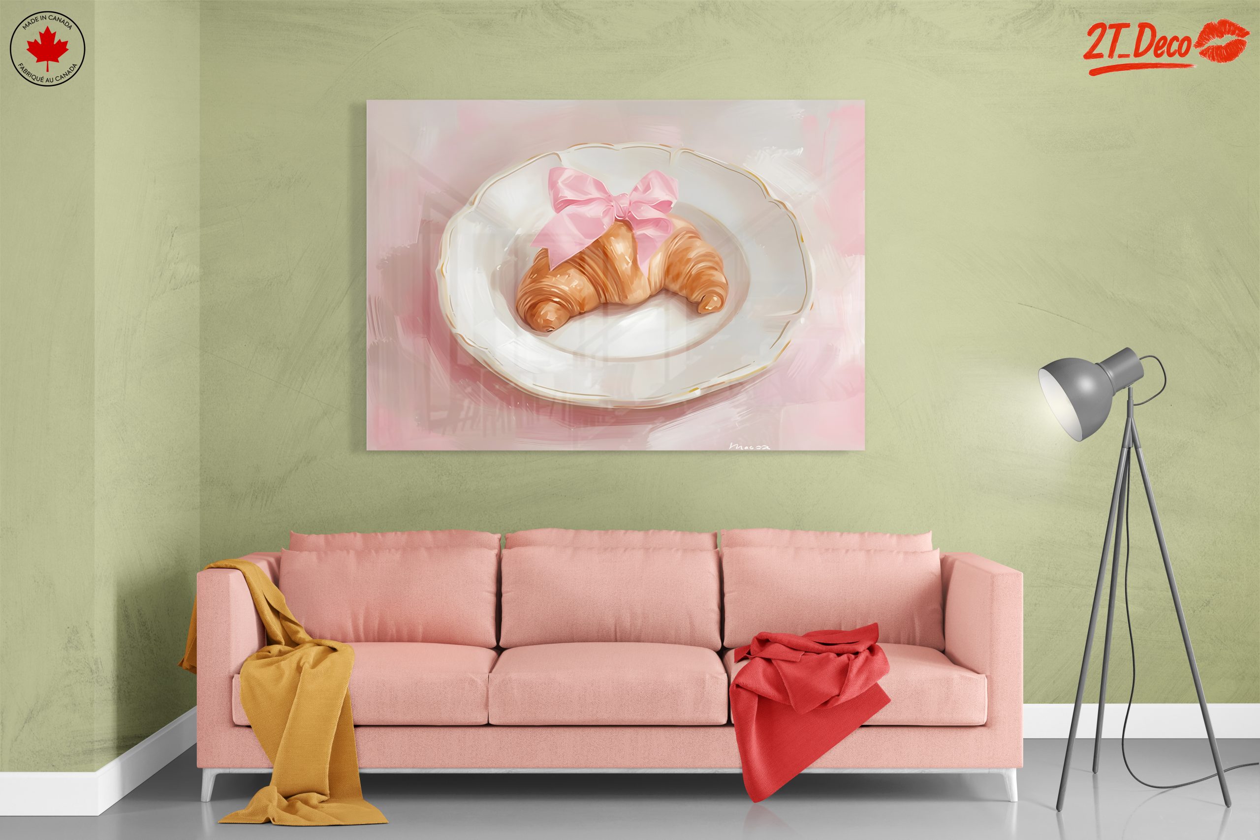 Croissant with Pink Ribbon on Plate - Image 7