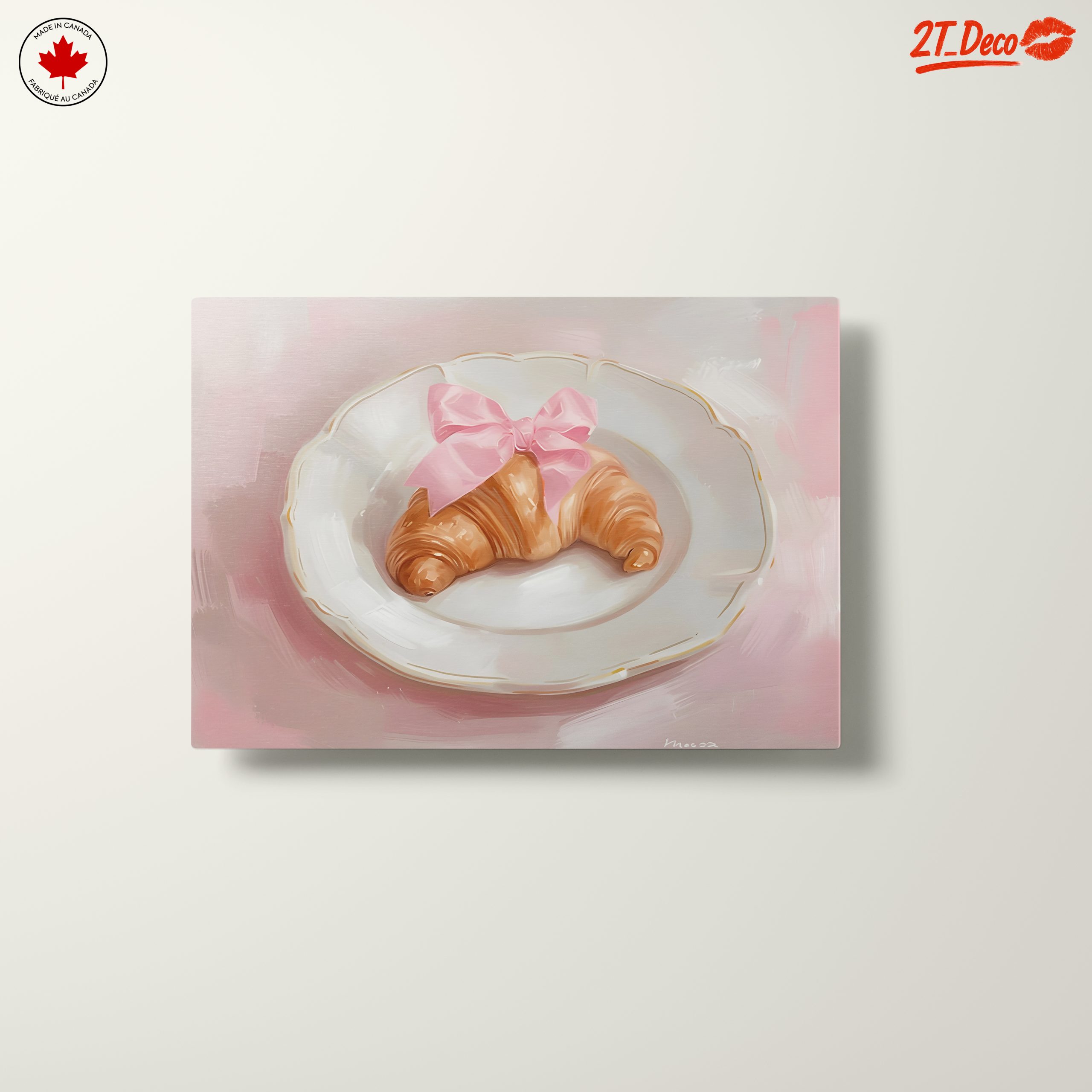 Croissant with Pink Ribbon on Plate - Image 10