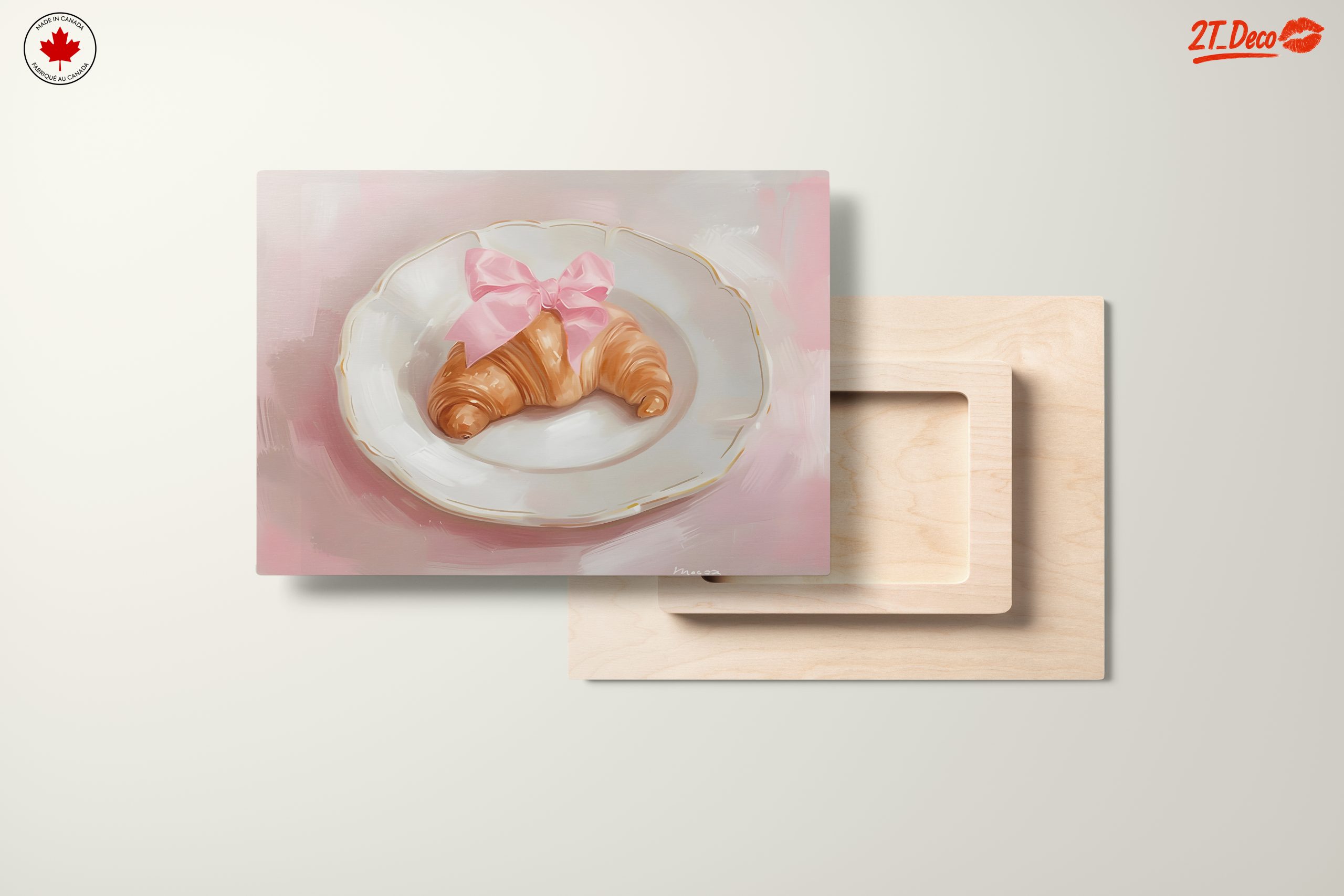 Croissant with Pink Ribbon on Plate - Image 11