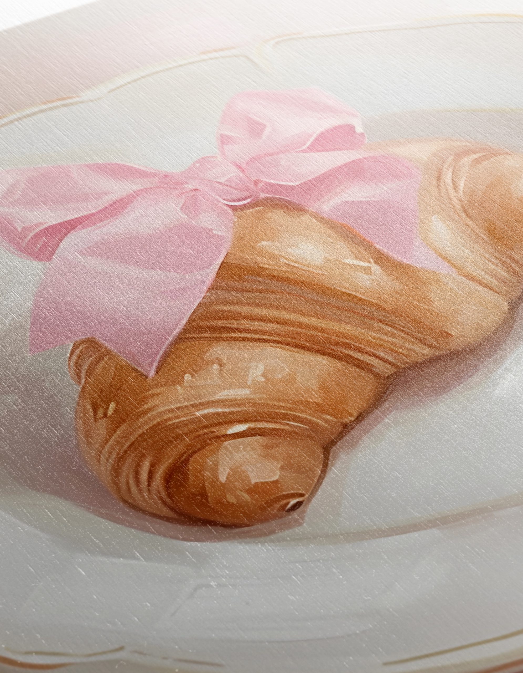 Croissant with Pink Ribbon on Plate - Image 12