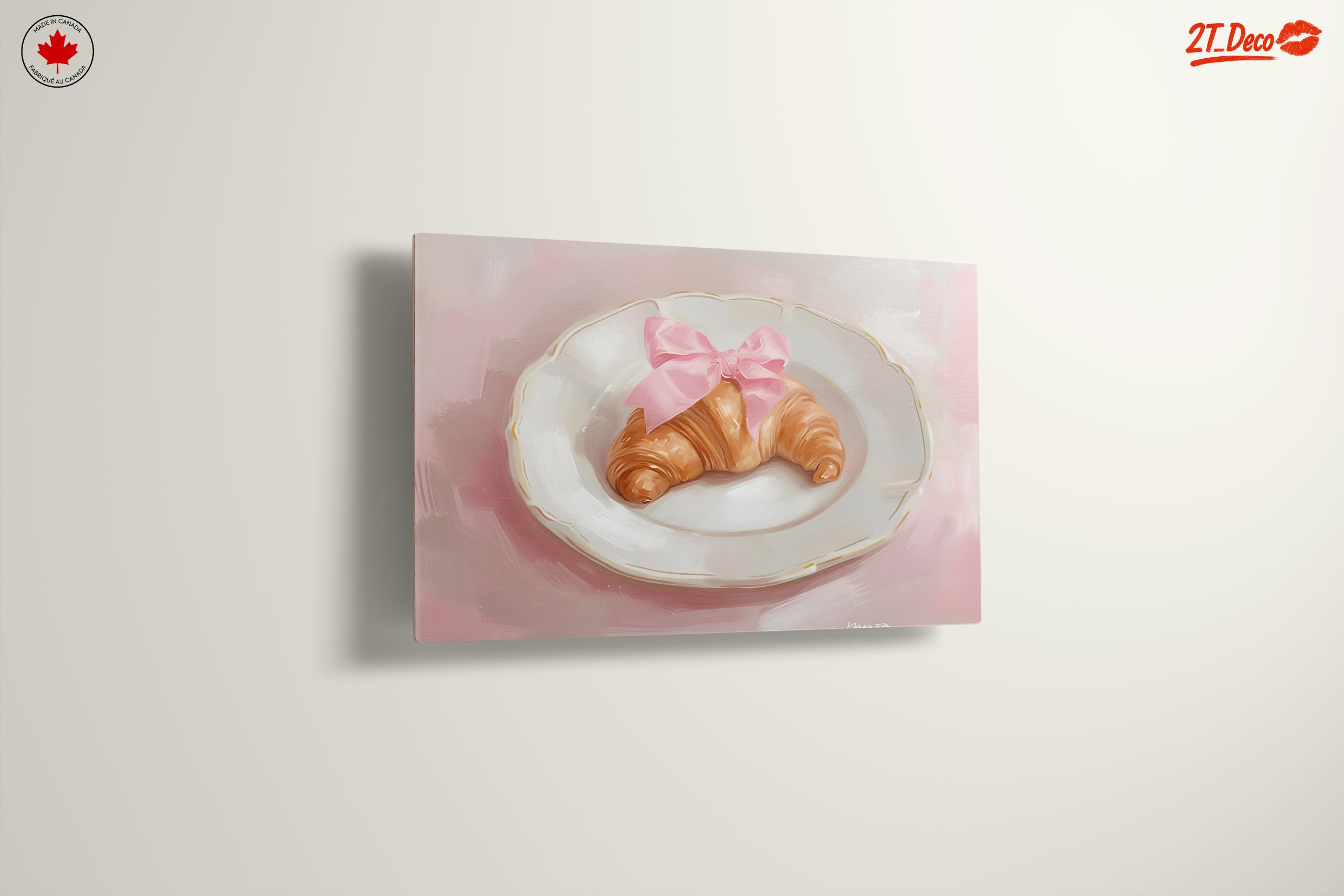 Croissant with Pink Ribbon on Plate - Image 13