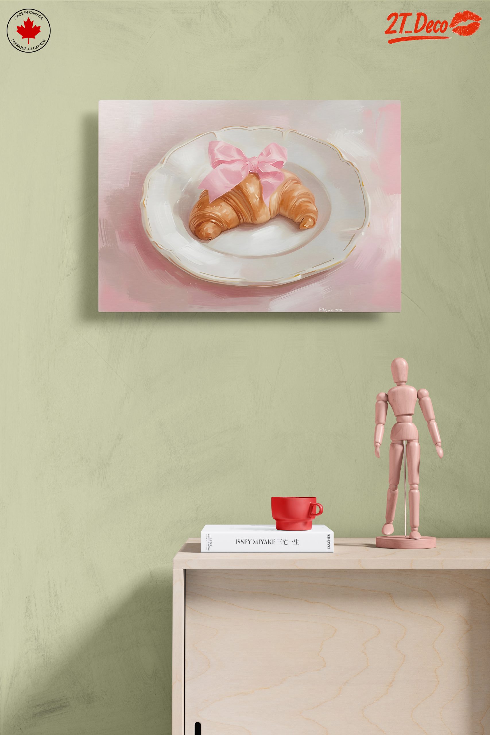Croissant with Pink Ribbon on Plate - Image 14