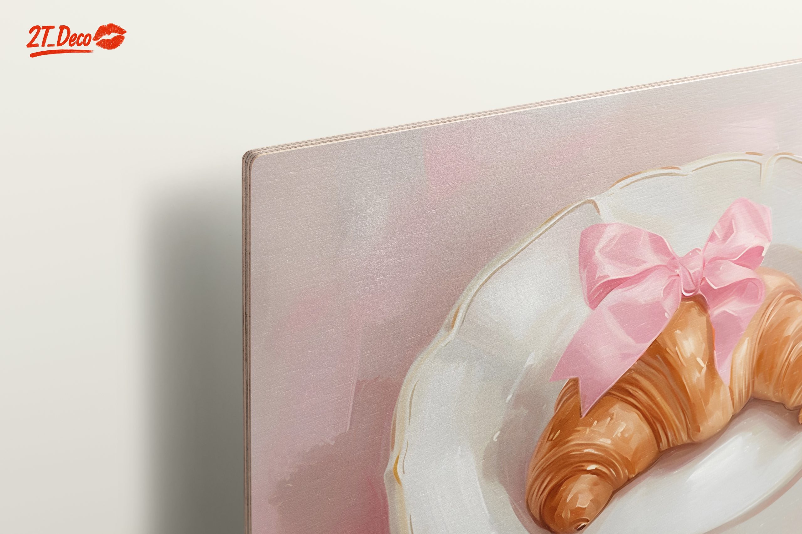 Croissant with Pink Ribbon on Plate - Image 15