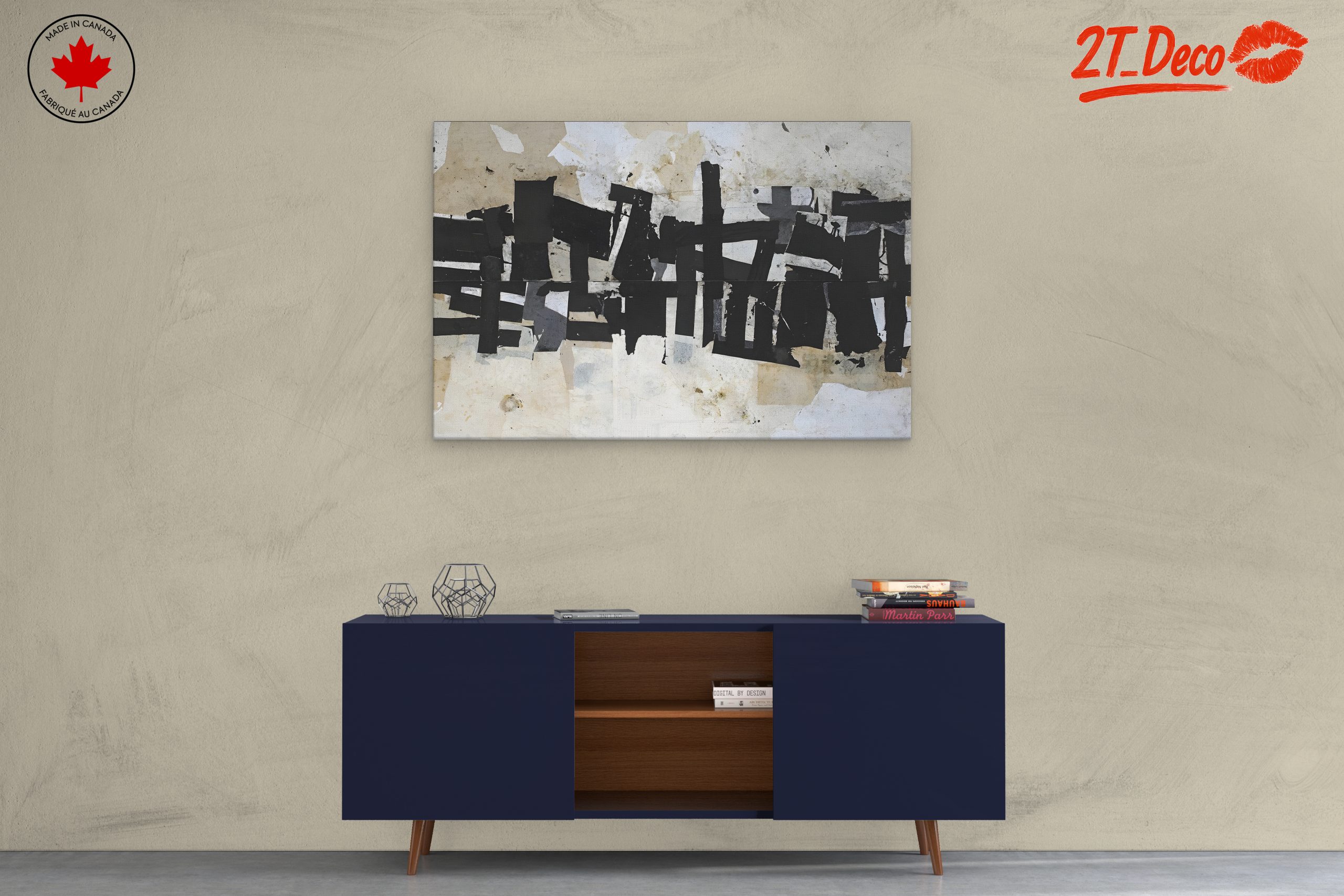 Dynamic Black and White Abstract Art - Image 3