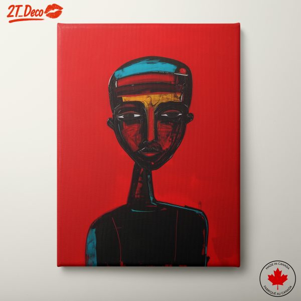 Stylized Afro Art Portrait on Red Background 2