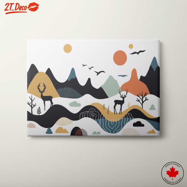 Abstract Landscape with Deer and Mountains