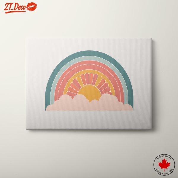 Stylized Pastel Rainbow with Sun