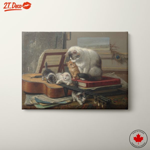 Playful Kittens with Guitar