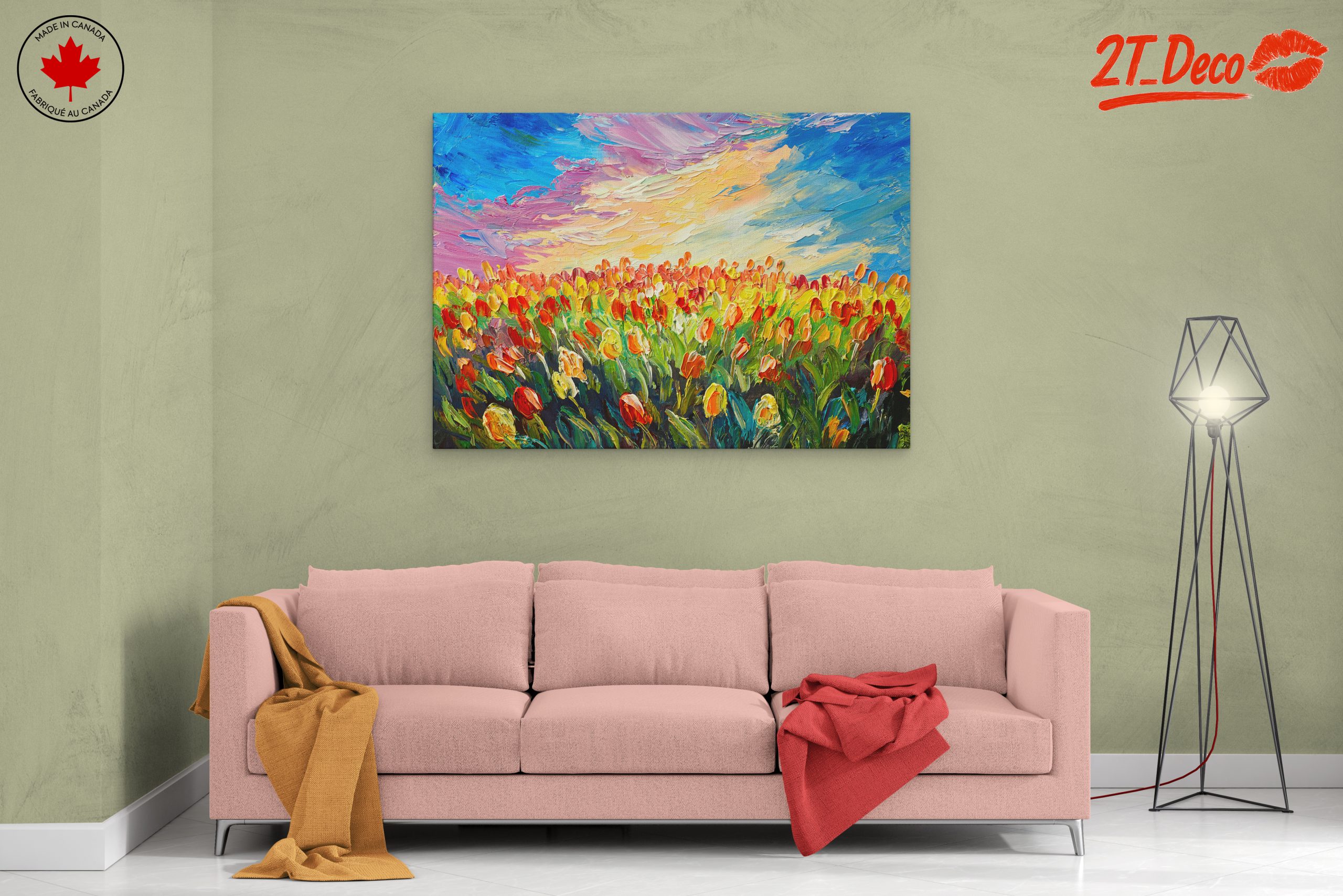 Vibrant Field of Tulips at Sunset - Image 2