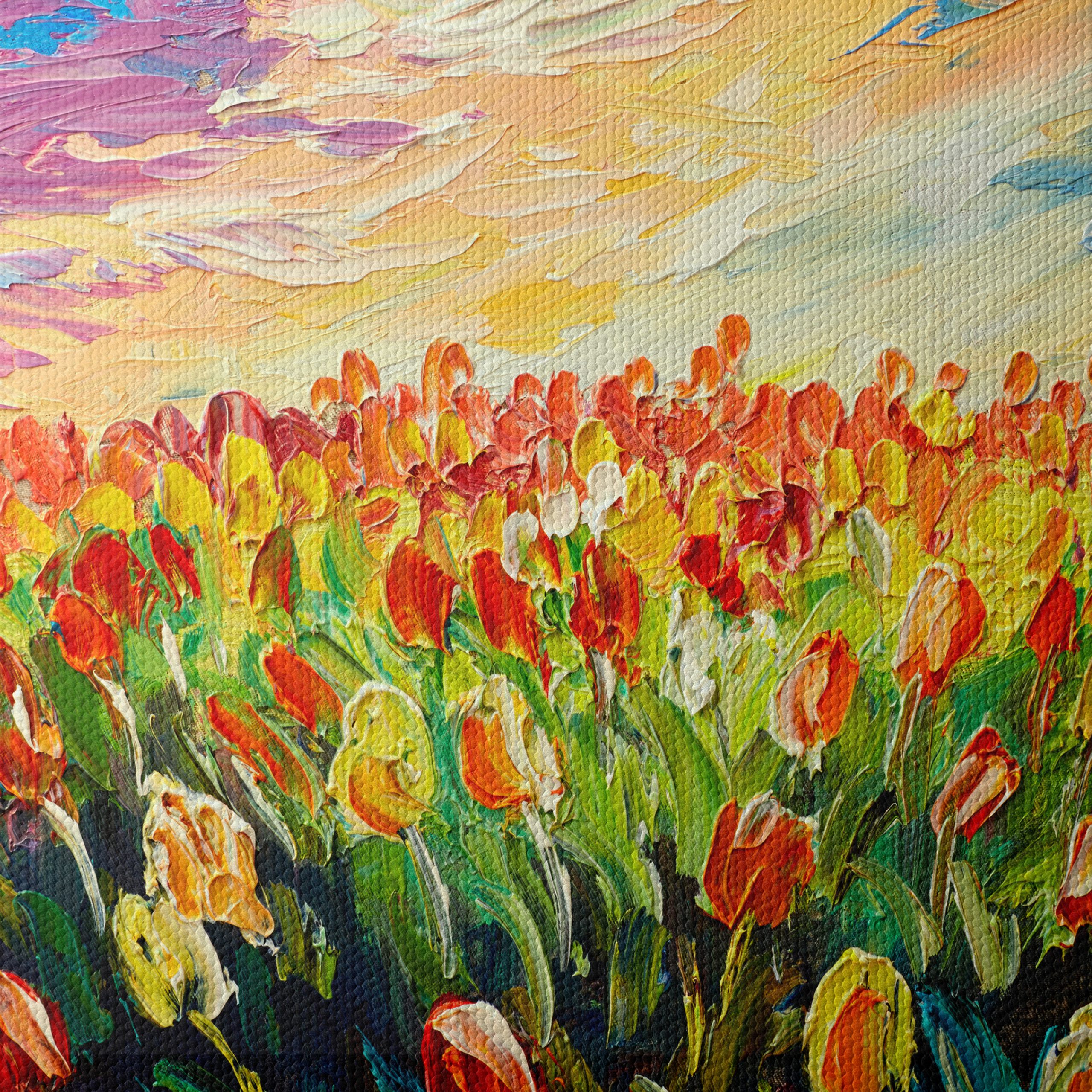 Vibrant Field of Tulips at Sunset - Image 4