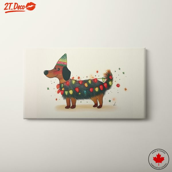 Festive Dog Art with Christmas Lights