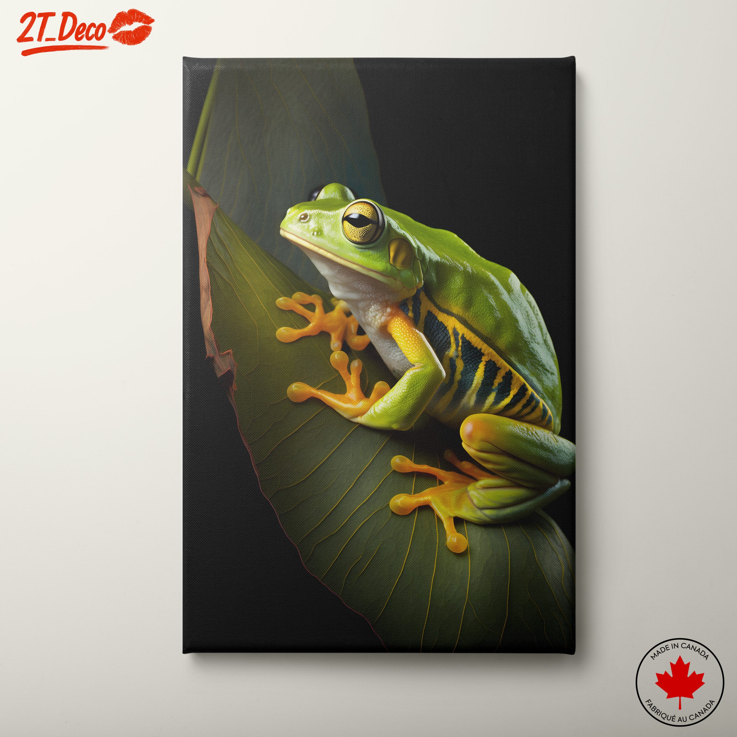 Vibrant Frog on Leaf Wall Art