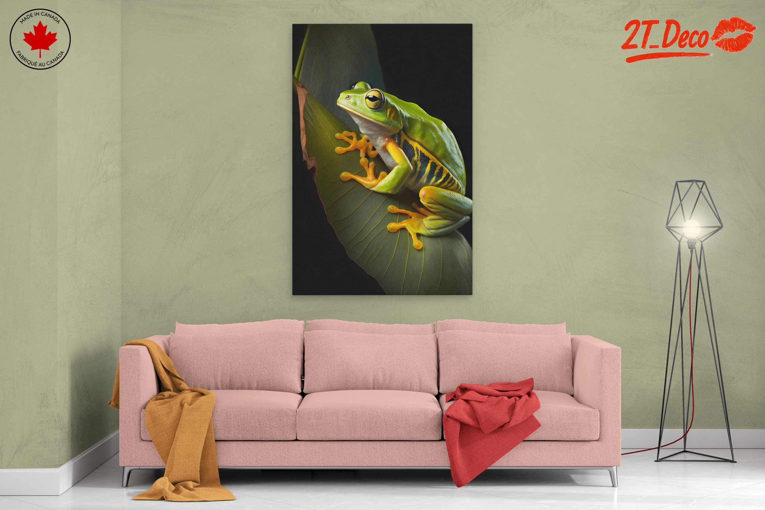 Vibrant Frog on Leaf Wall Art - Image 2