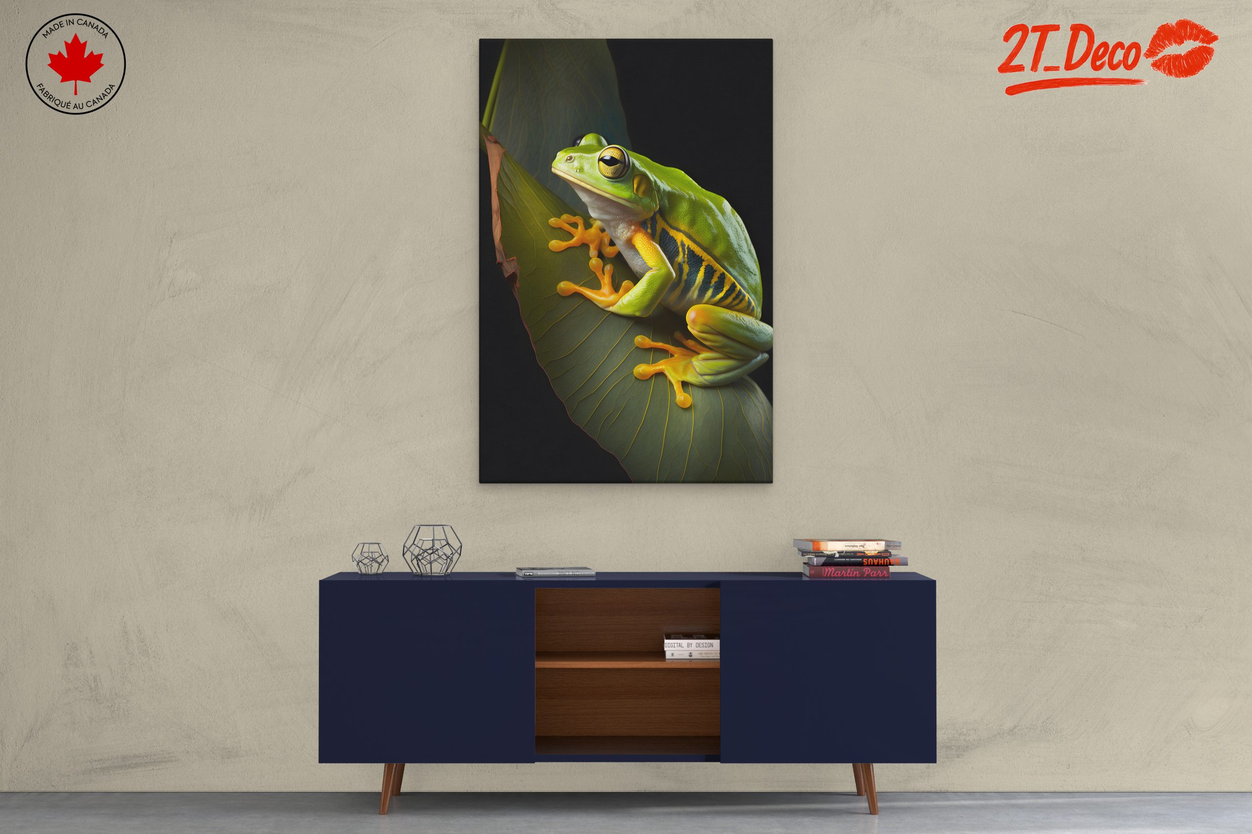 Vibrant Frog on Leaf Wall Art - Image 3