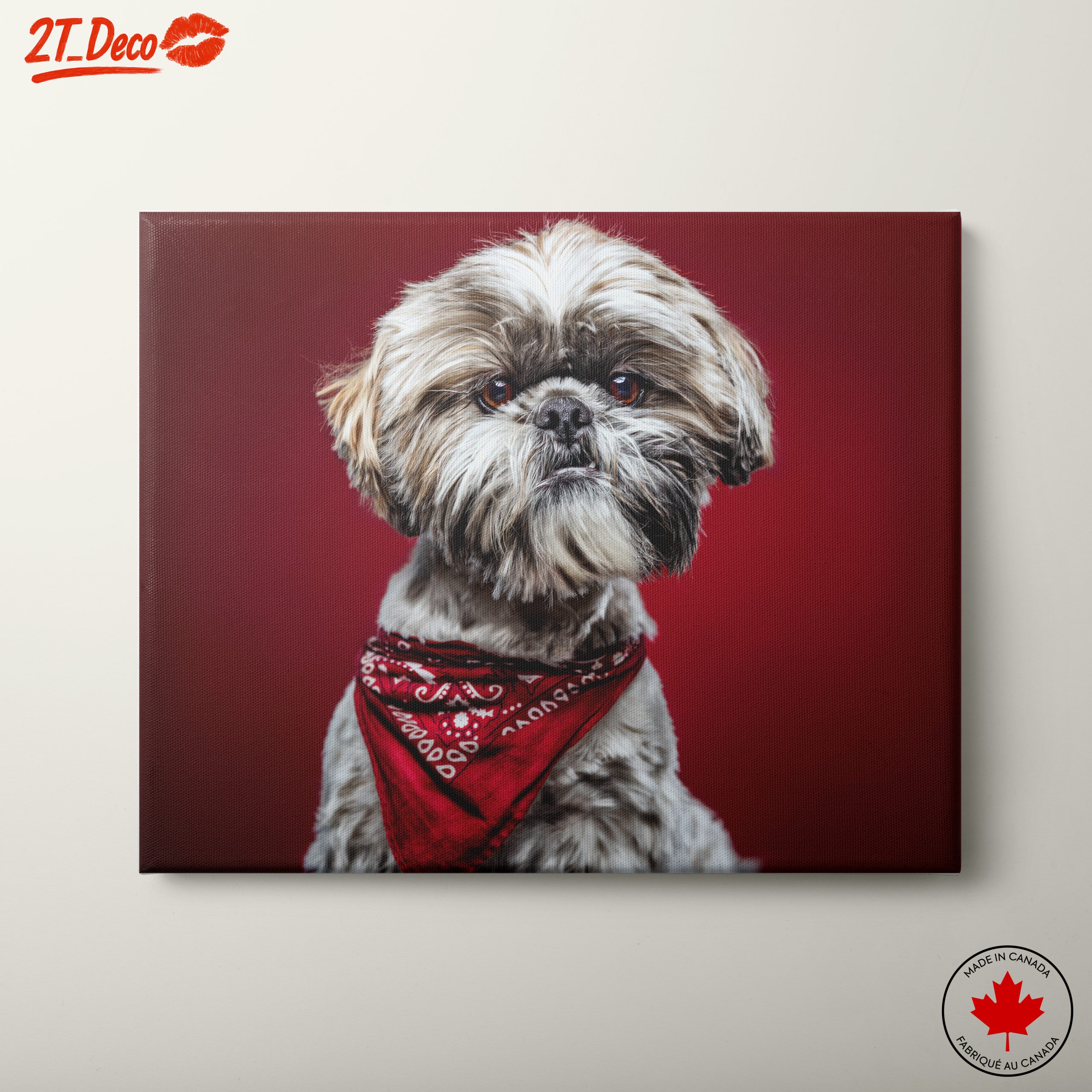 Cute Dog Portrait with Red Background