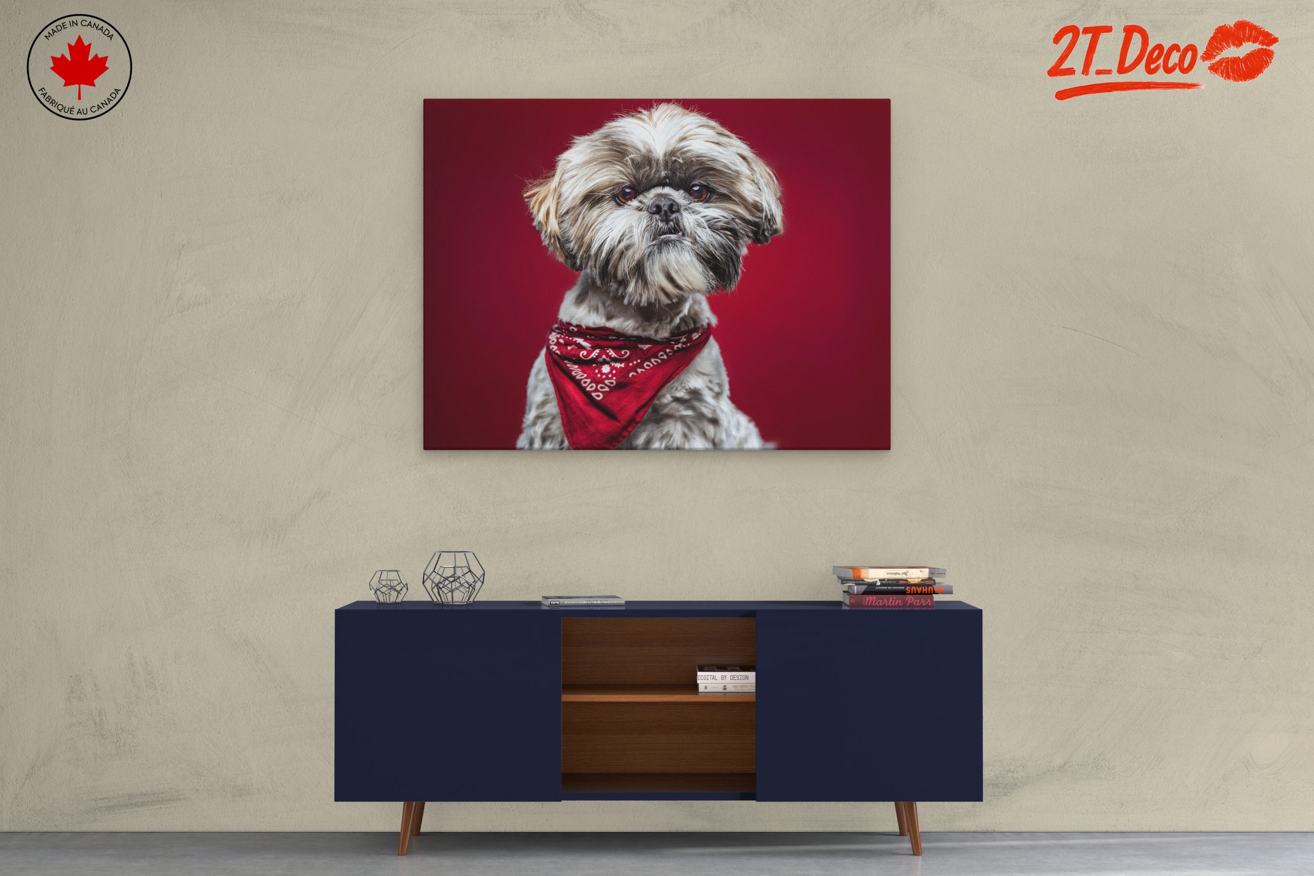 Cute Dog Portrait with Red Background - Image 3