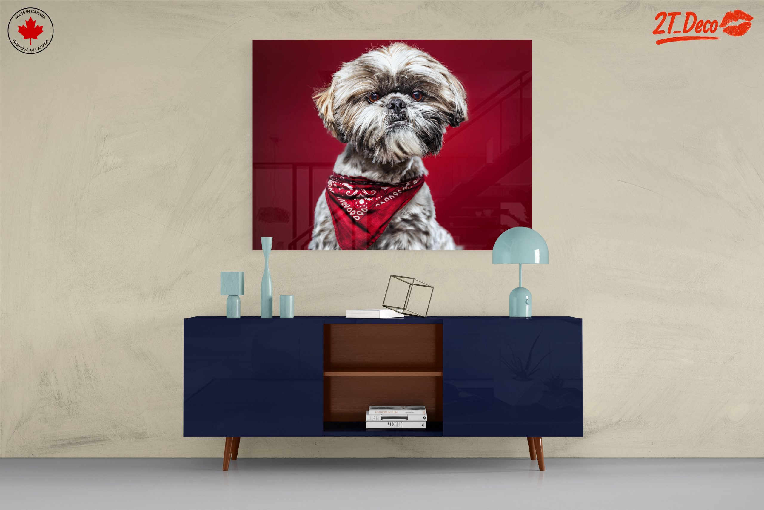 Cute Dog Portrait with Red Background - Image 8