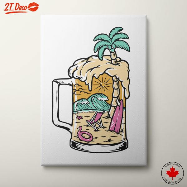 Tropical Beach Vibes in Beer Mug Art