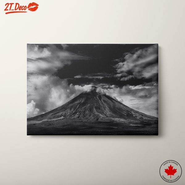 Majestic Volcano Landscape in Black and White