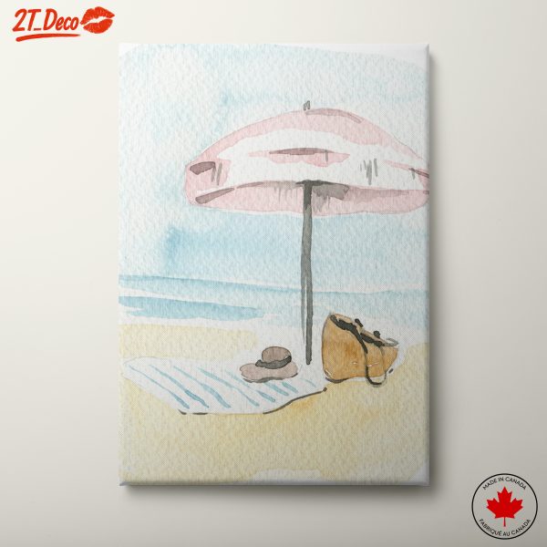 Serene Beach Scene with Umbrella and Hat
