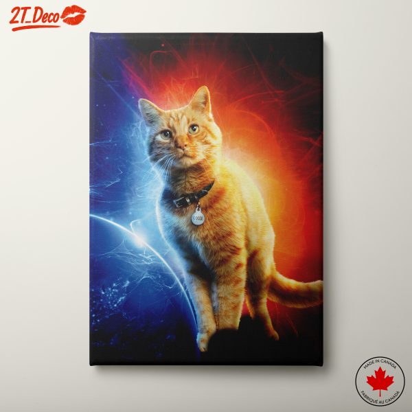 Stylized Cat in Cosmic Background