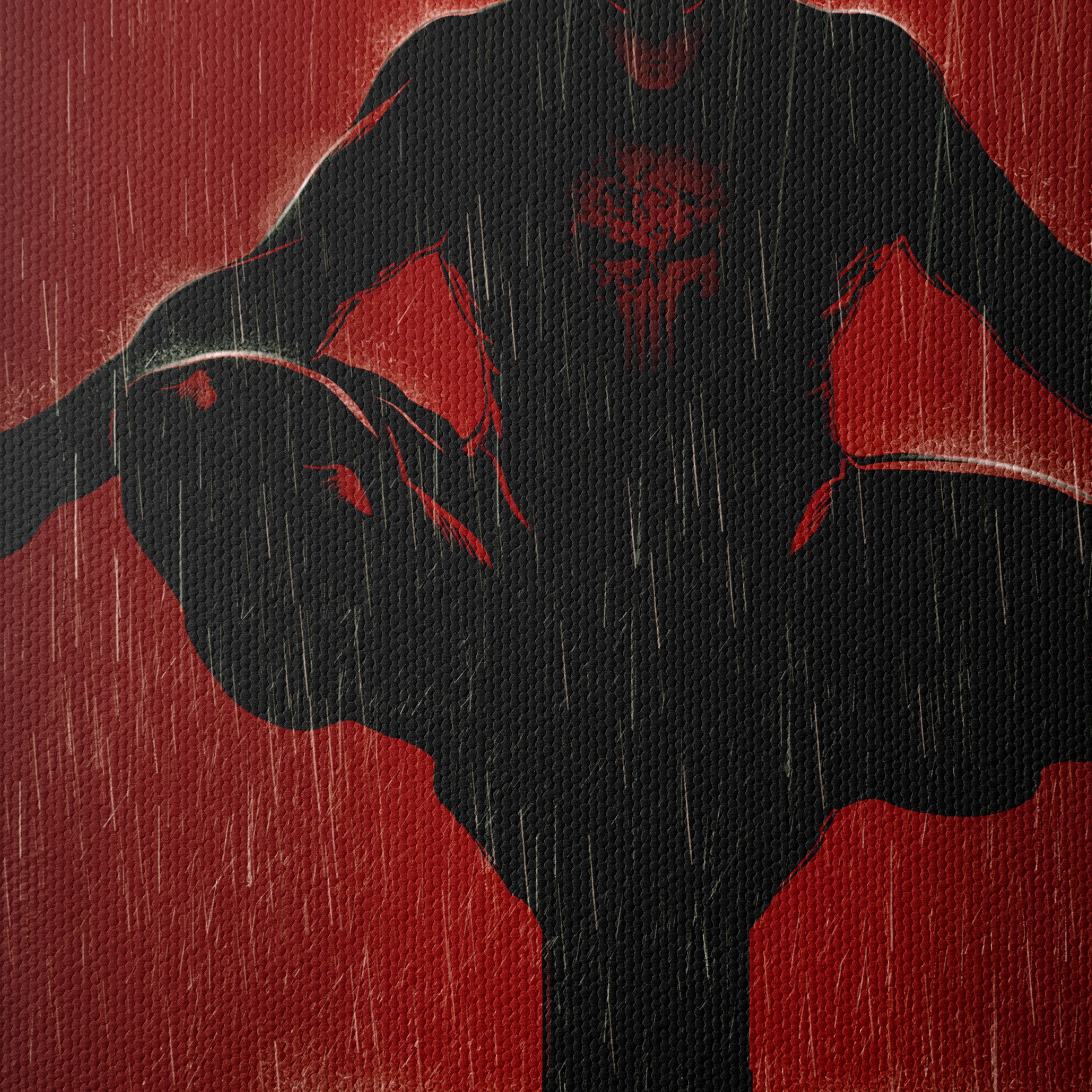 Punisher Comic Art on Vibrant Red Background - Image 4