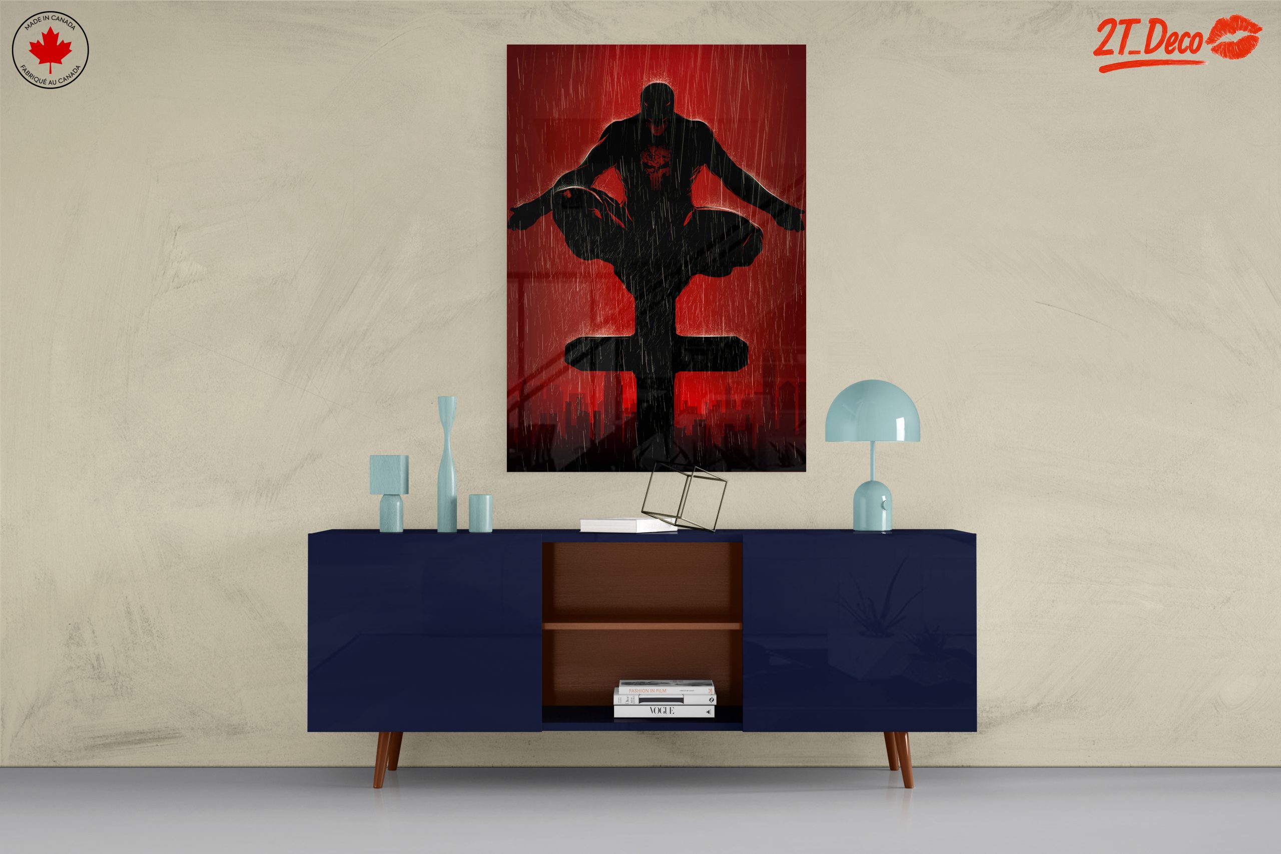 Punisher Comic Art on Vibrant Red Background - Image 8