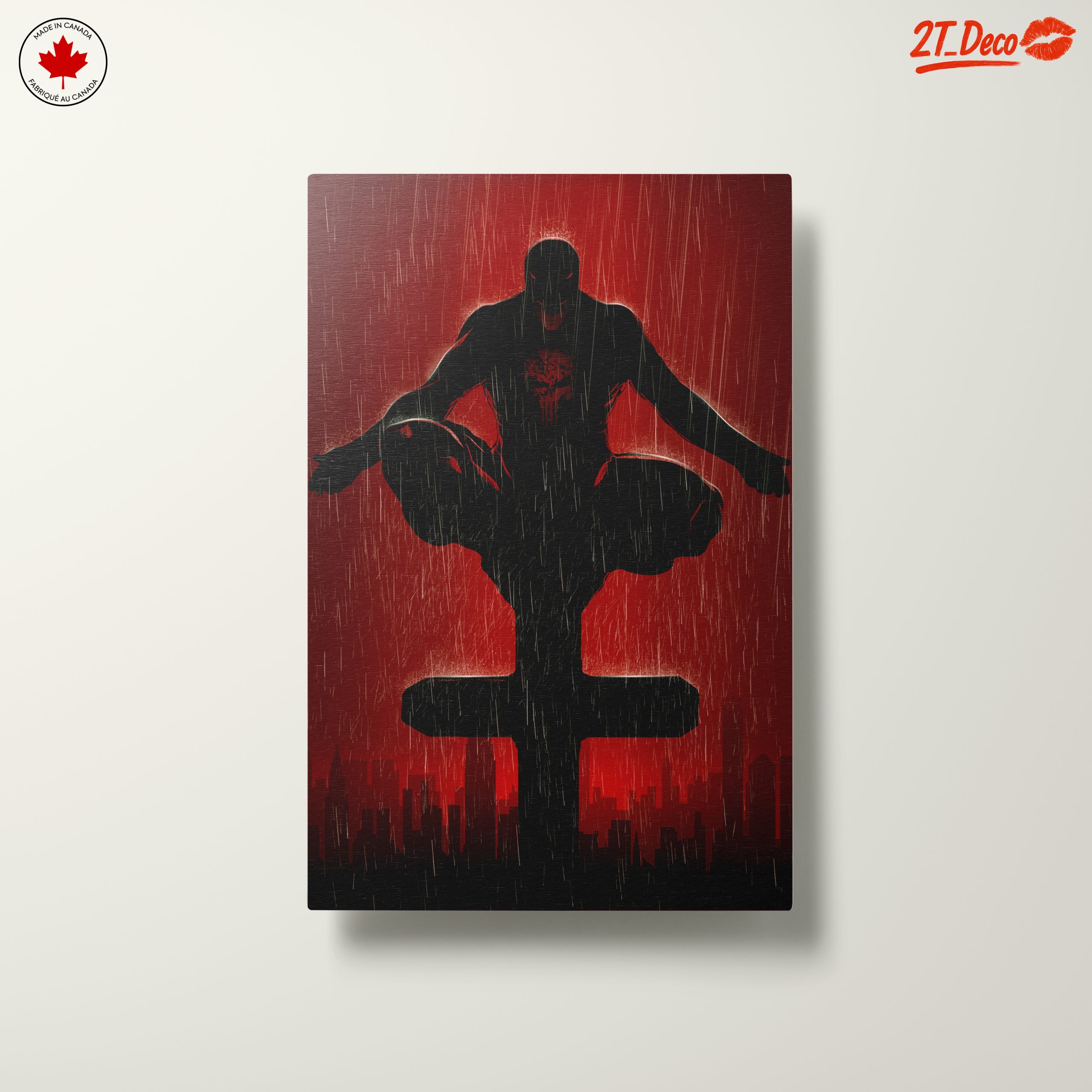 Punisher Comic Art on Vibrant Red Background - Image 10