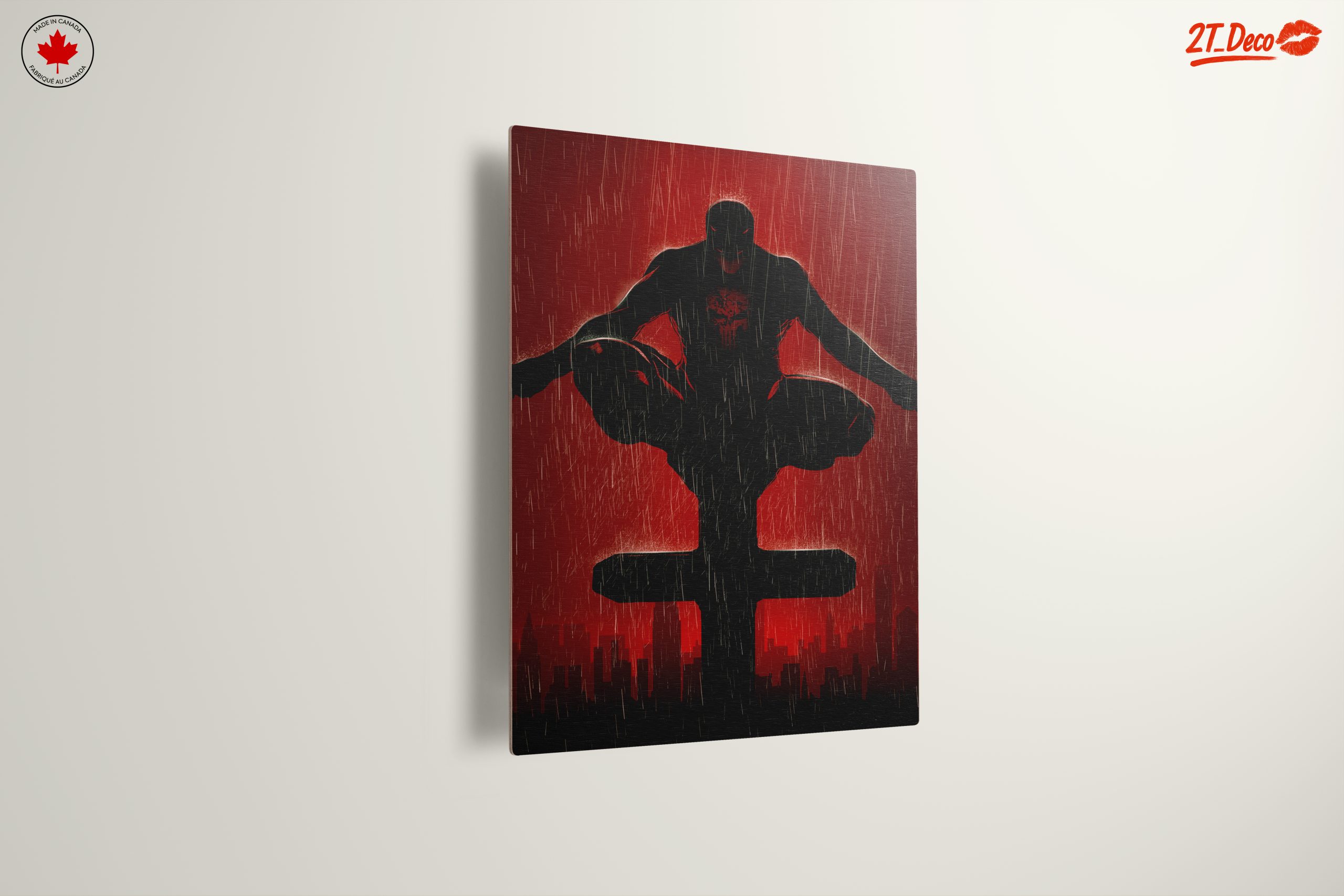 Punisher Comic Art on Vibrant Red Background - Image 13