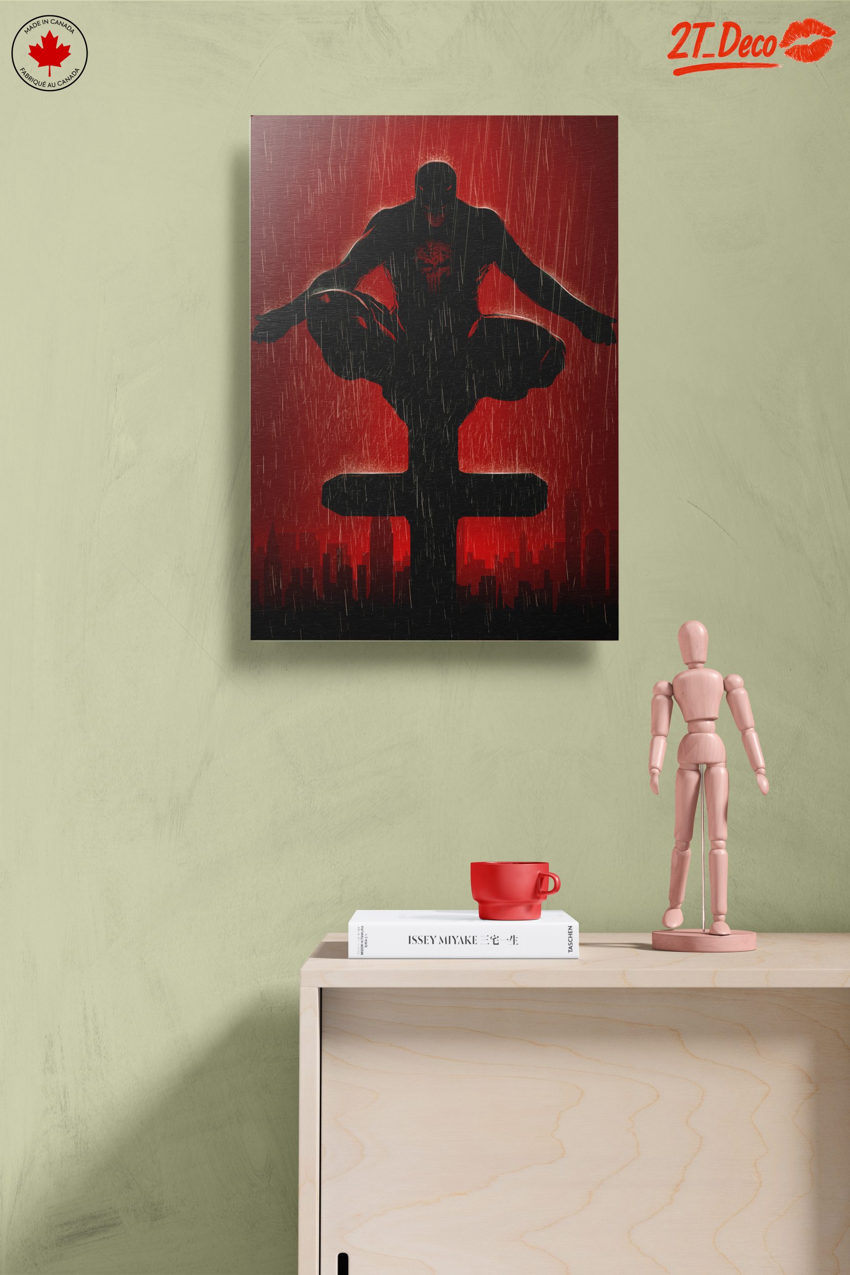 Punisher Comic Art on Vibrant Red Background - Image 14