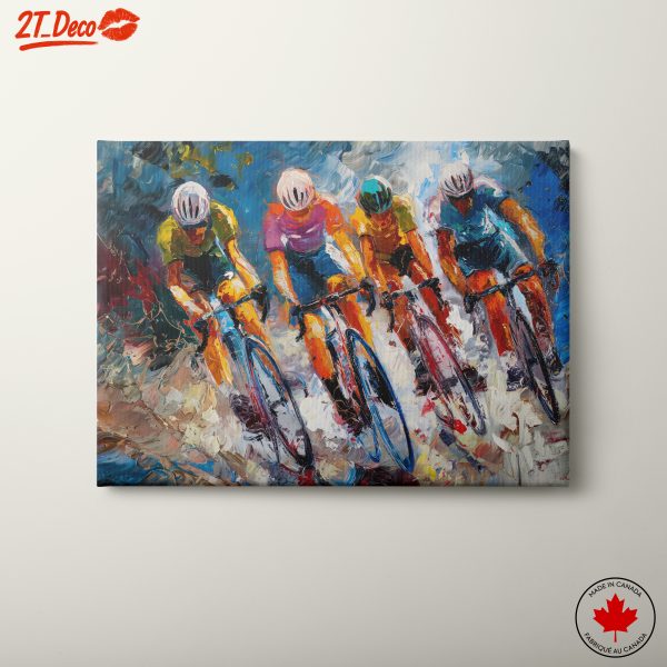 Cyclists Competing in Vibrant Action