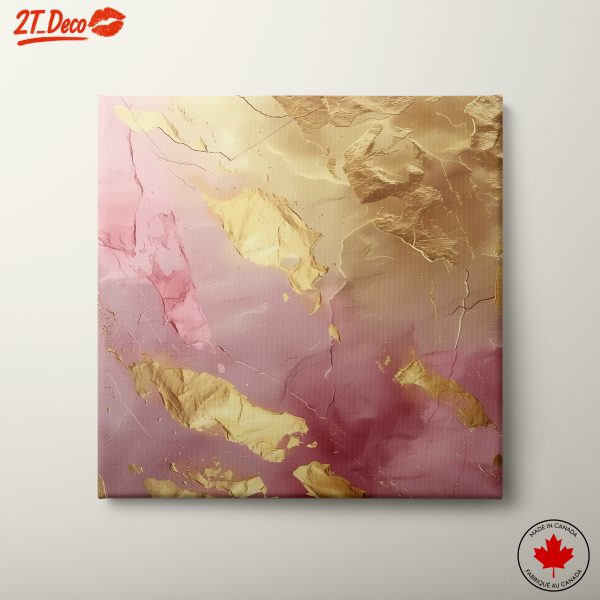 Elegant Gold and Pink Abstract Artwork
