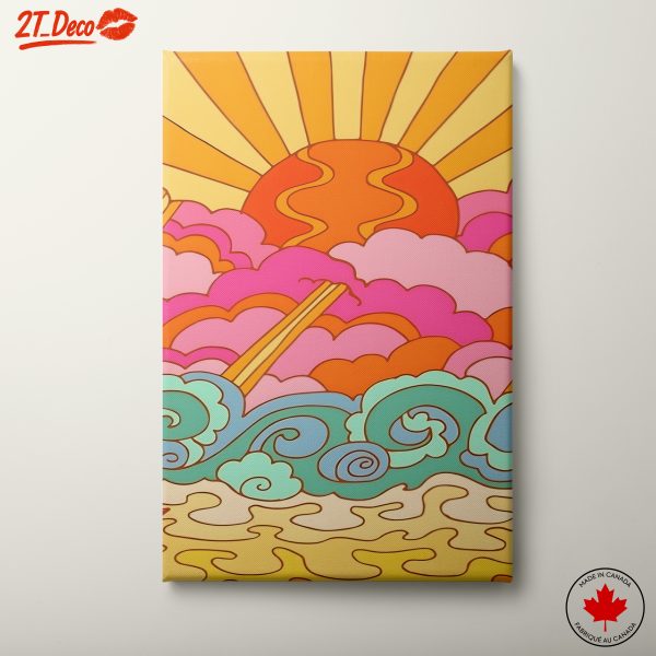 Vibrant Abstract Sunset and Waves Art