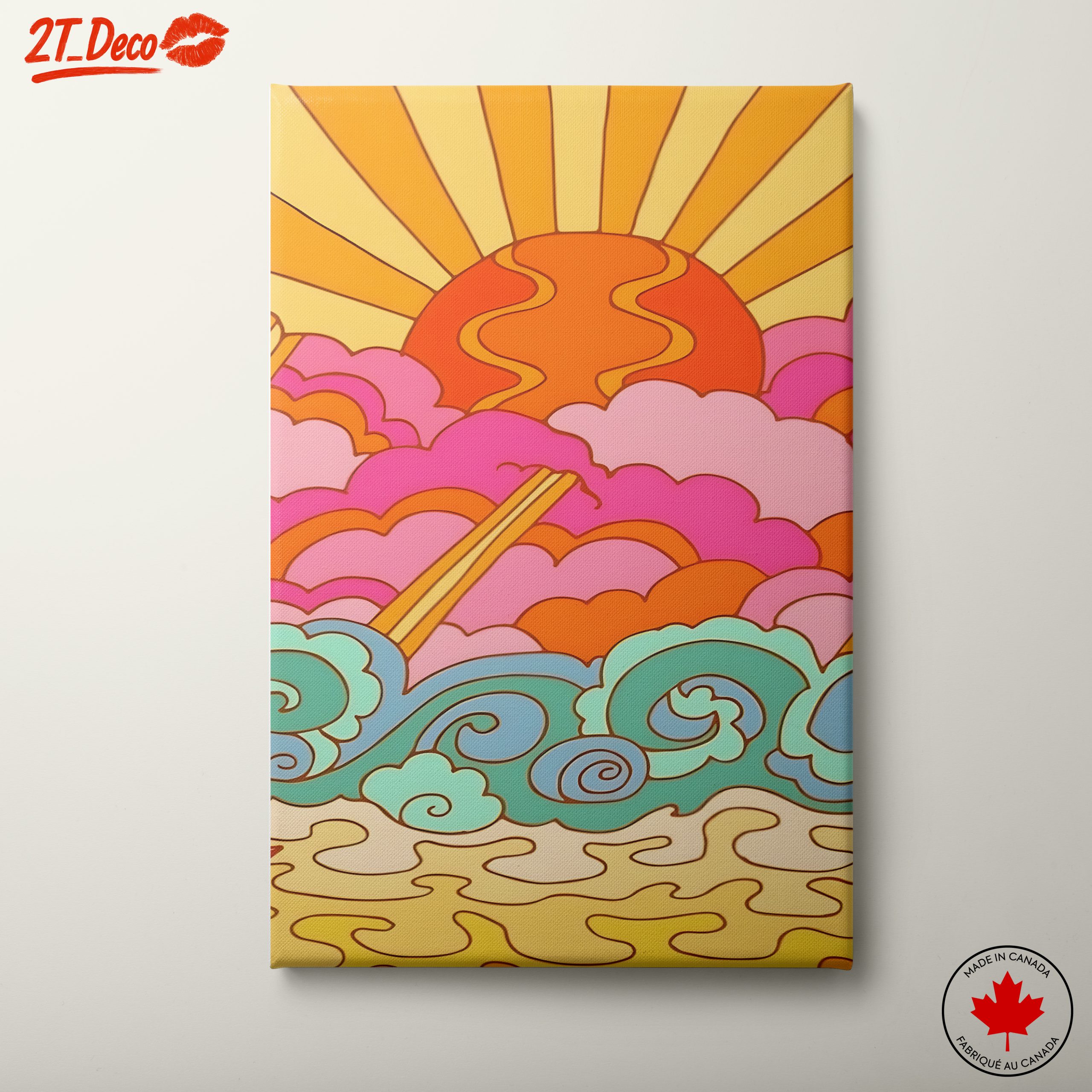 Vibrant Abstract Sunset and Waves Art
