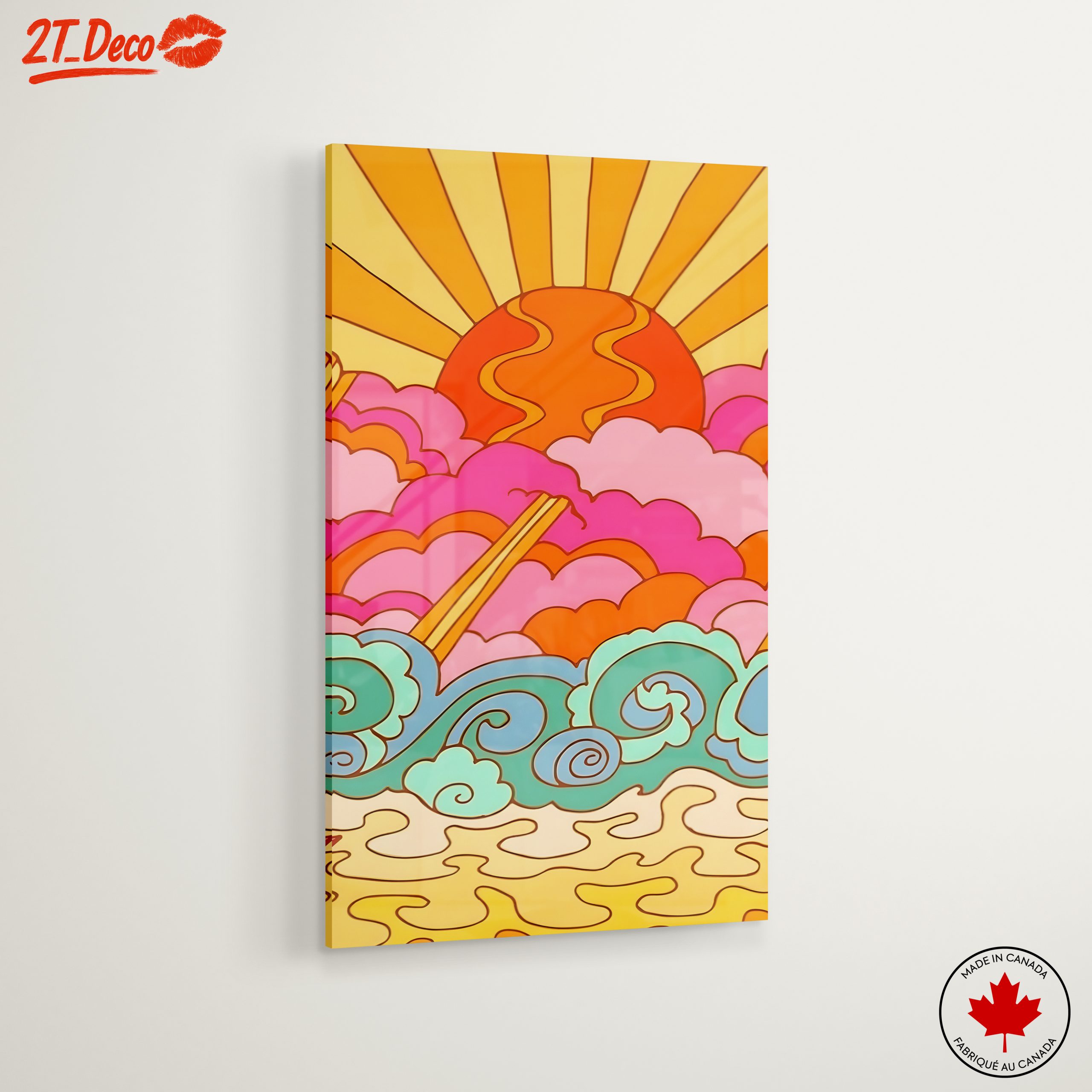 Vibrant Abstract Sunset and Waves Art - Image 6