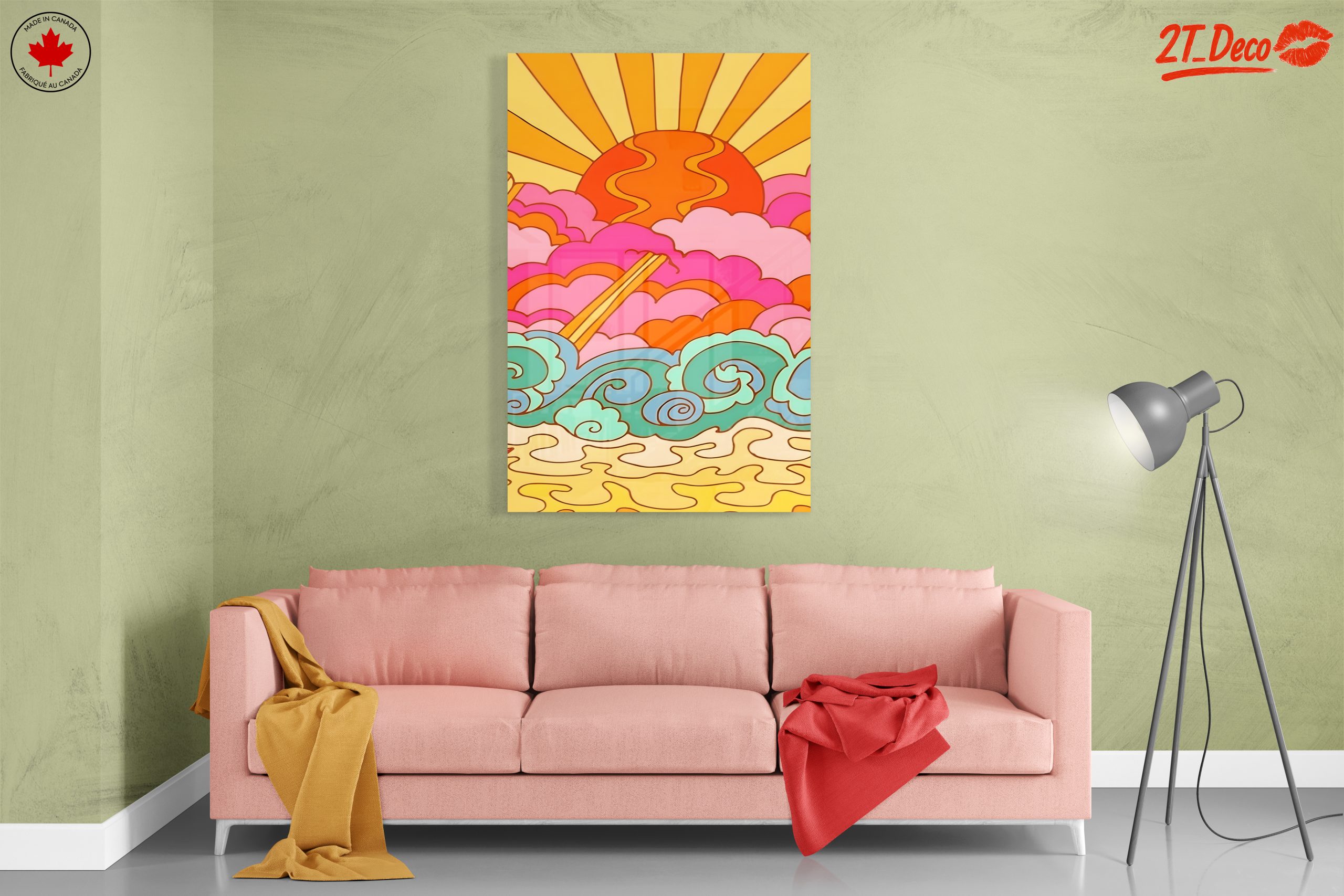 Vibrant Abstract Sunset and Waves Art - Image 7