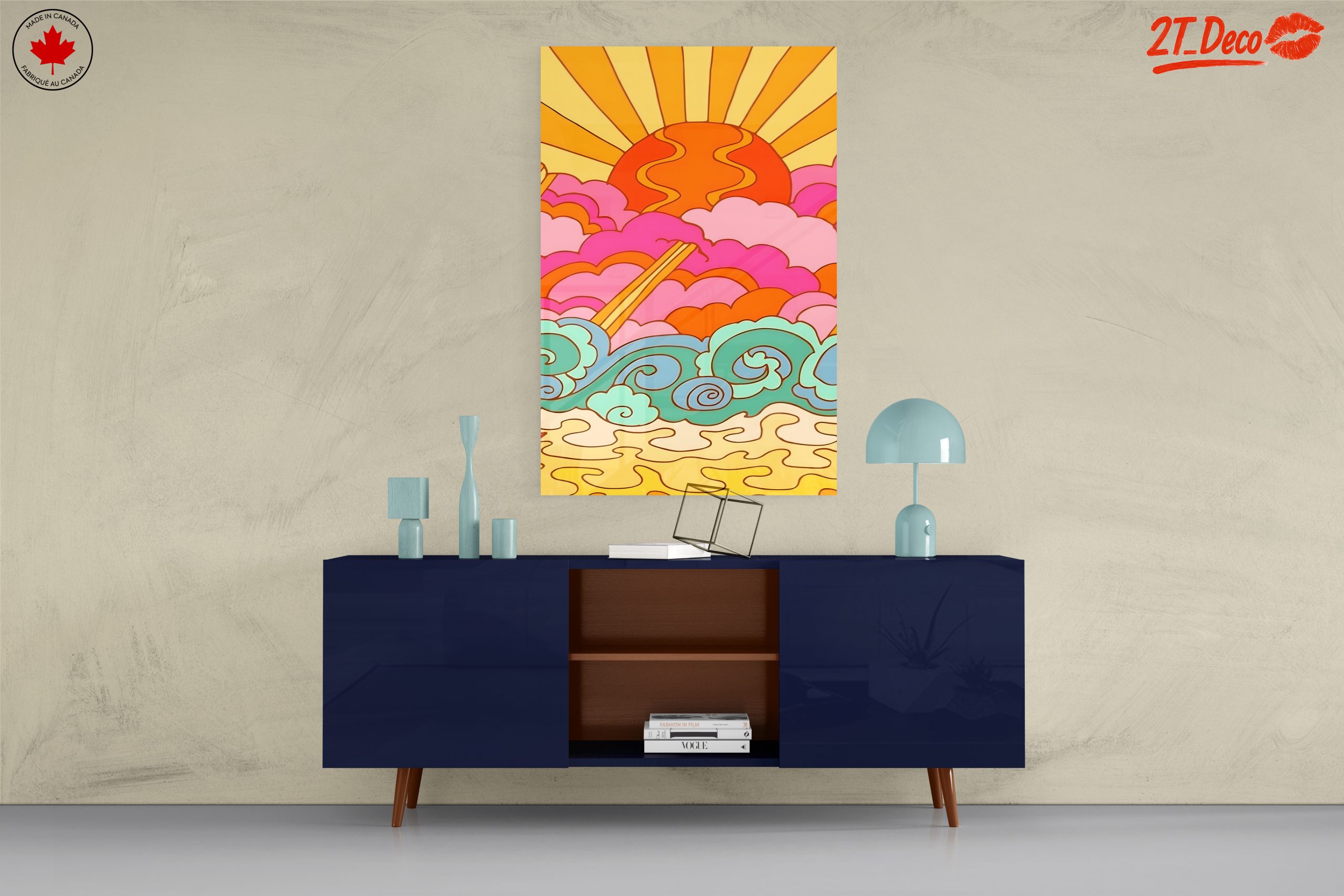 Vibrant Abstract Sunset and Waves Art - Image 8