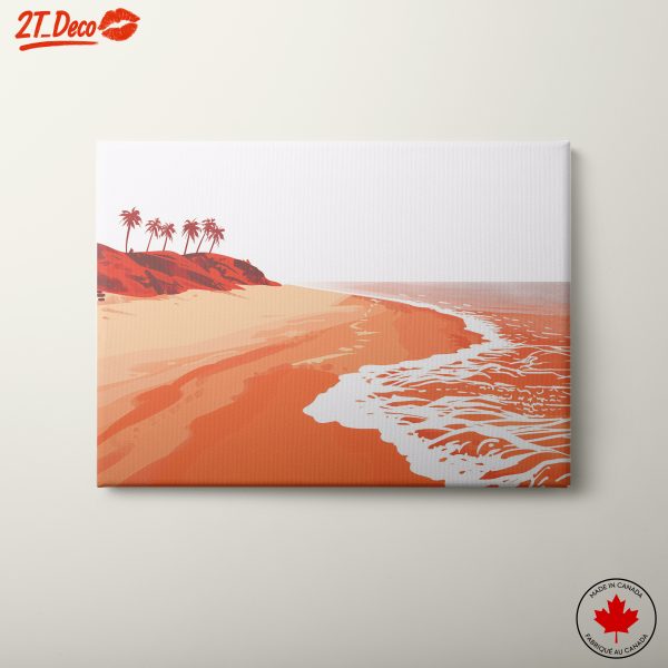 Stylized Beach Landscape with Palm Trees