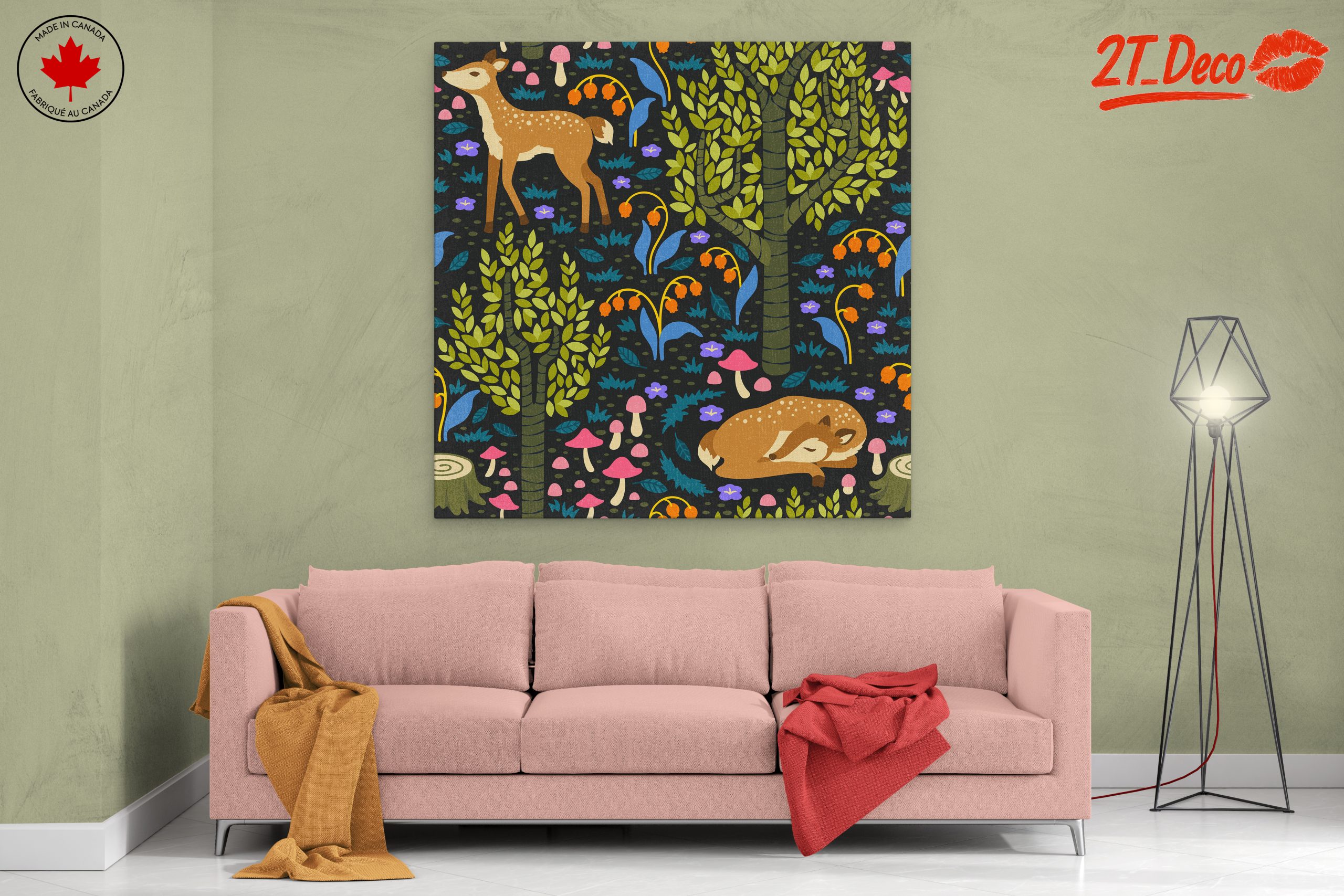 Stylized Deer and Floral Forest Art - Image 2