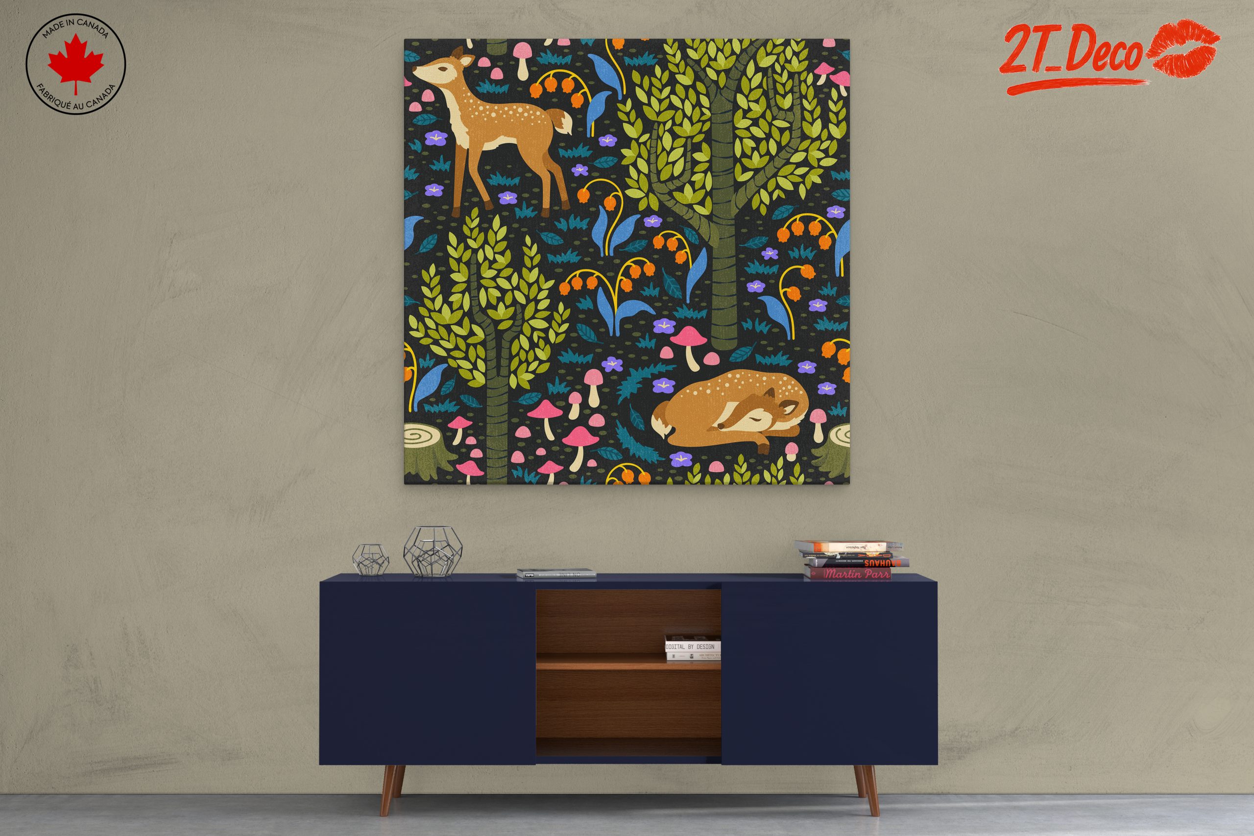 Stylized Deer and Floral Forest Art - Image 3