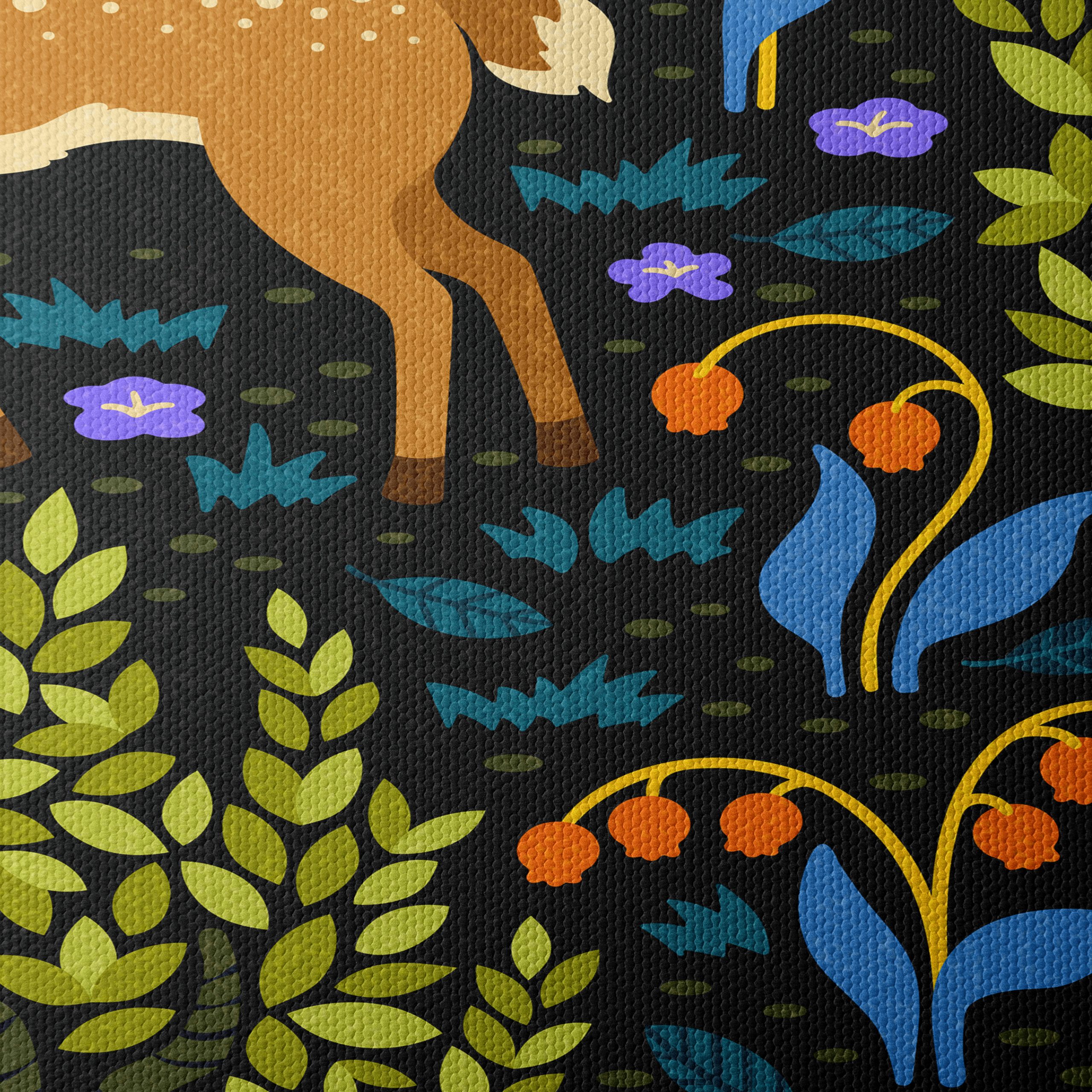 Stylized Deer and Floral Forest Art - Image 4