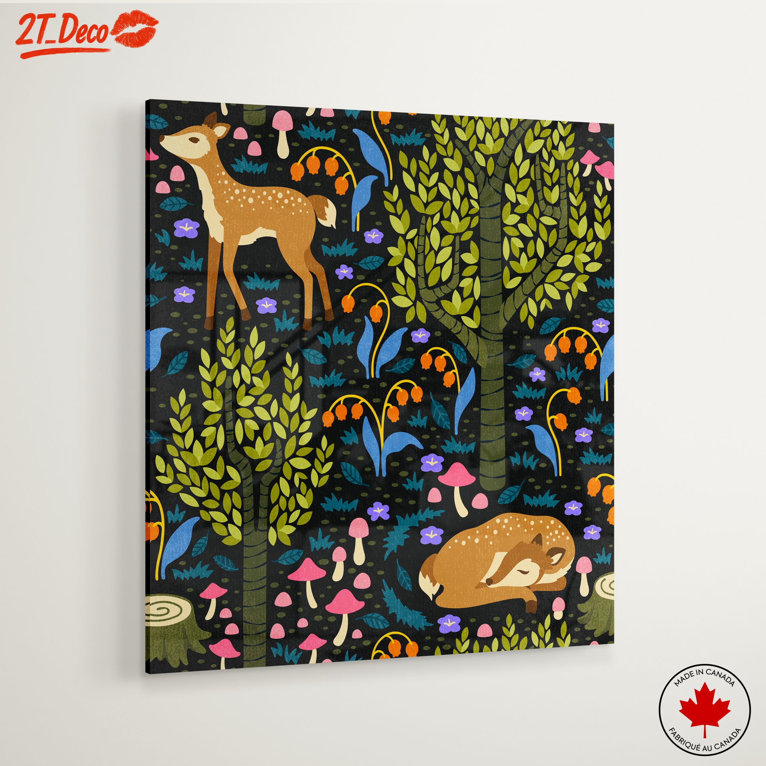 Stylized Deer and Floral Forest Art - Image 6