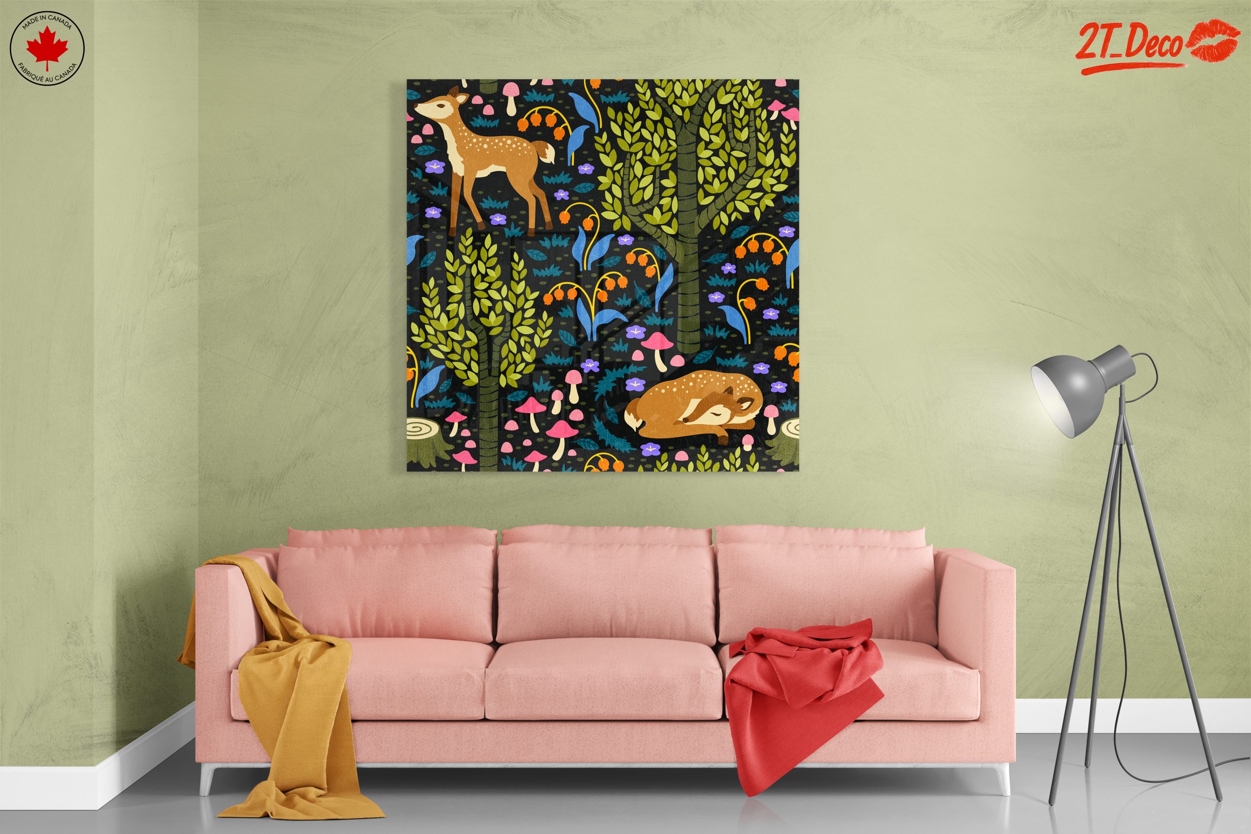 Stylized Deer and Floral Forest Art - Image 7