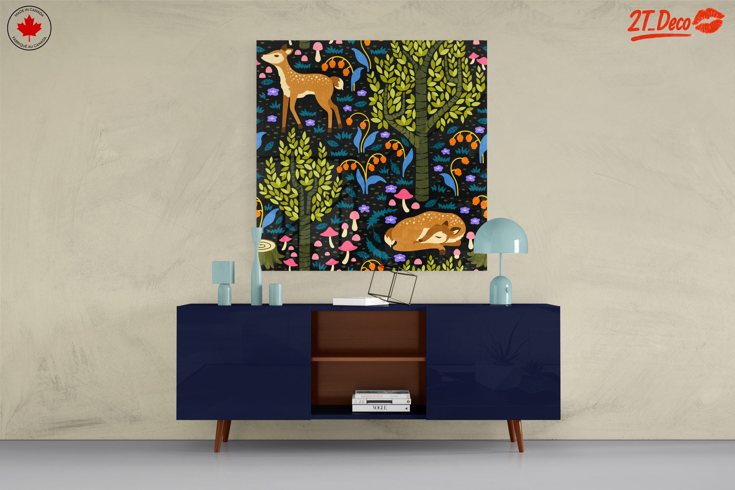 Stylized Deer and Floral Forest Art - Image 8