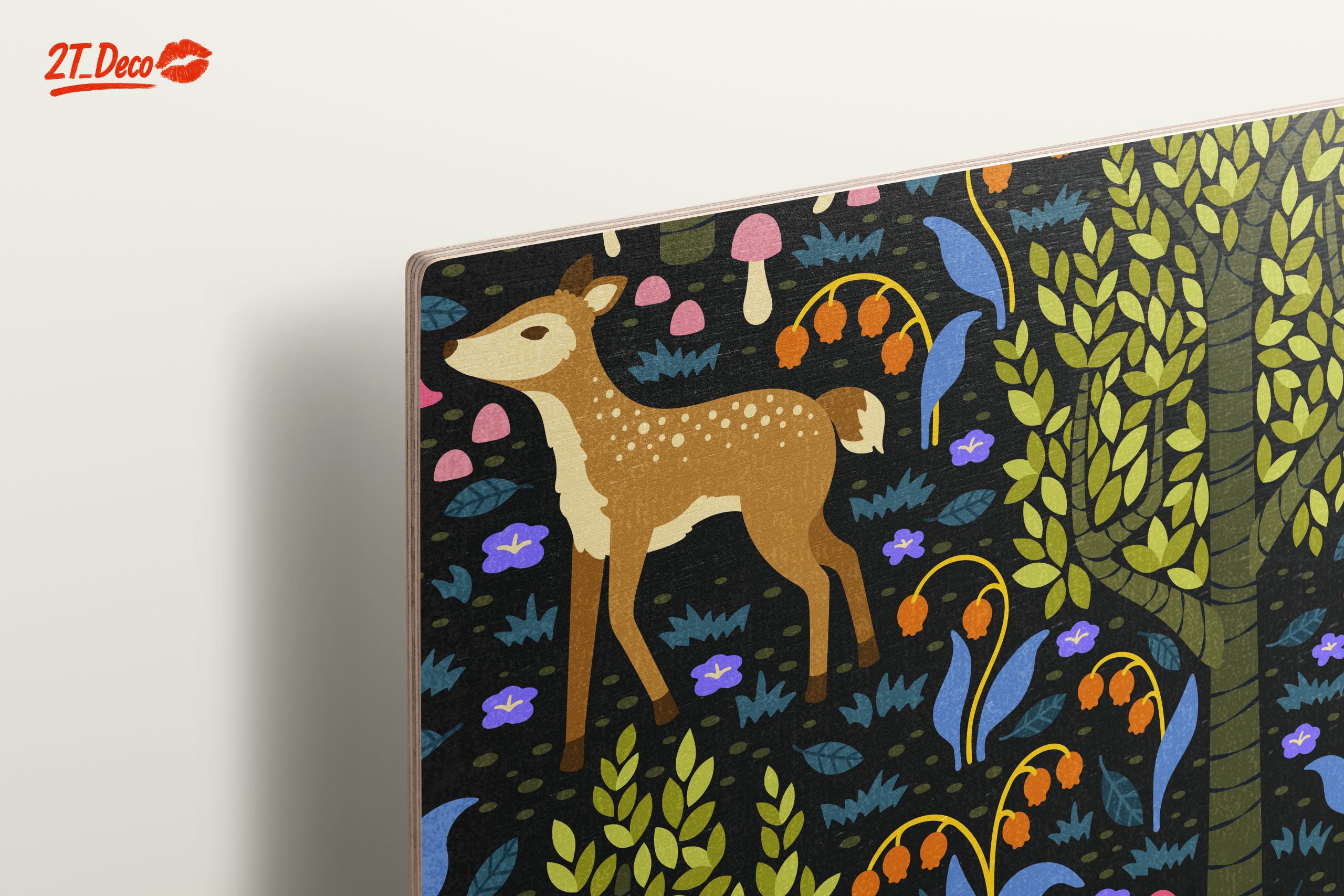 Stylized Deer and Floral Forest Art - Image 15