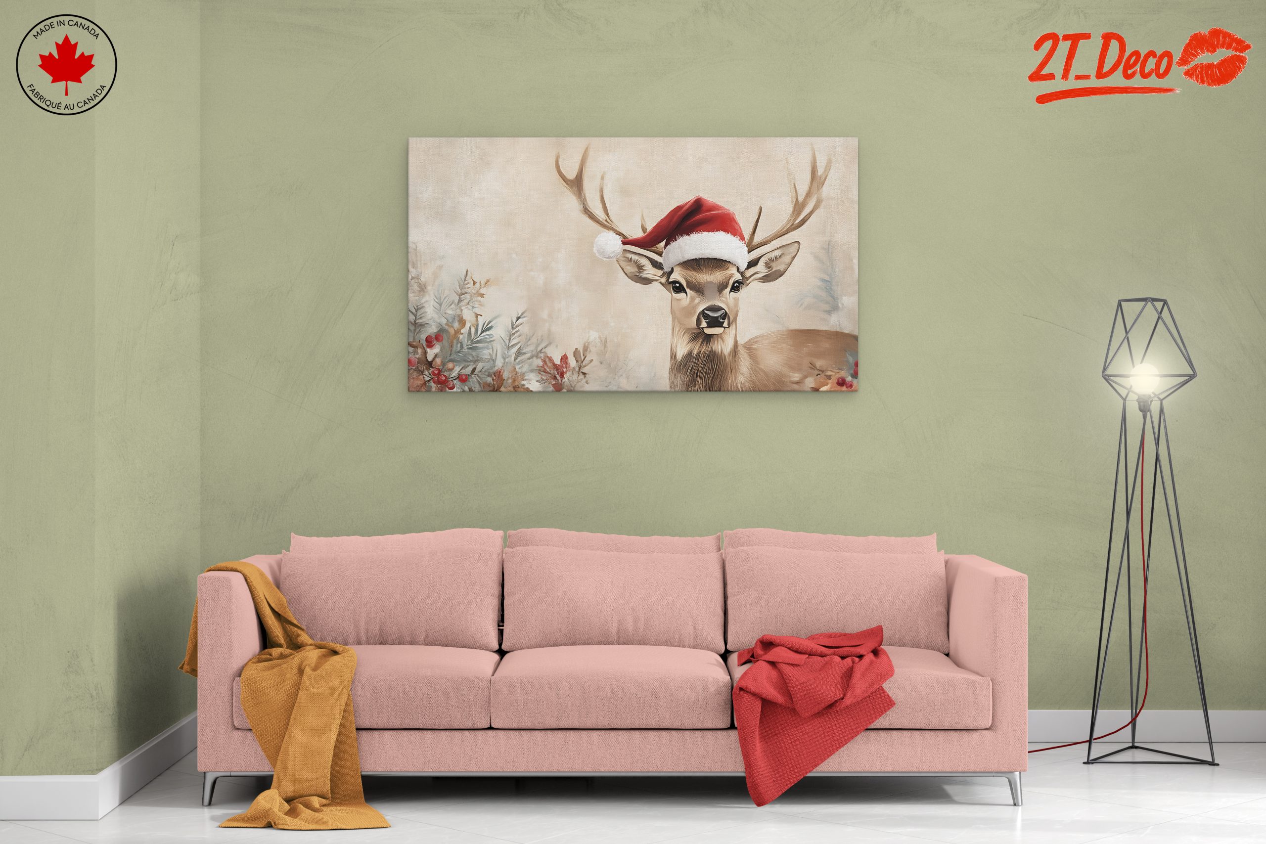 Whimsical Deer in Santa Hat - Image 2